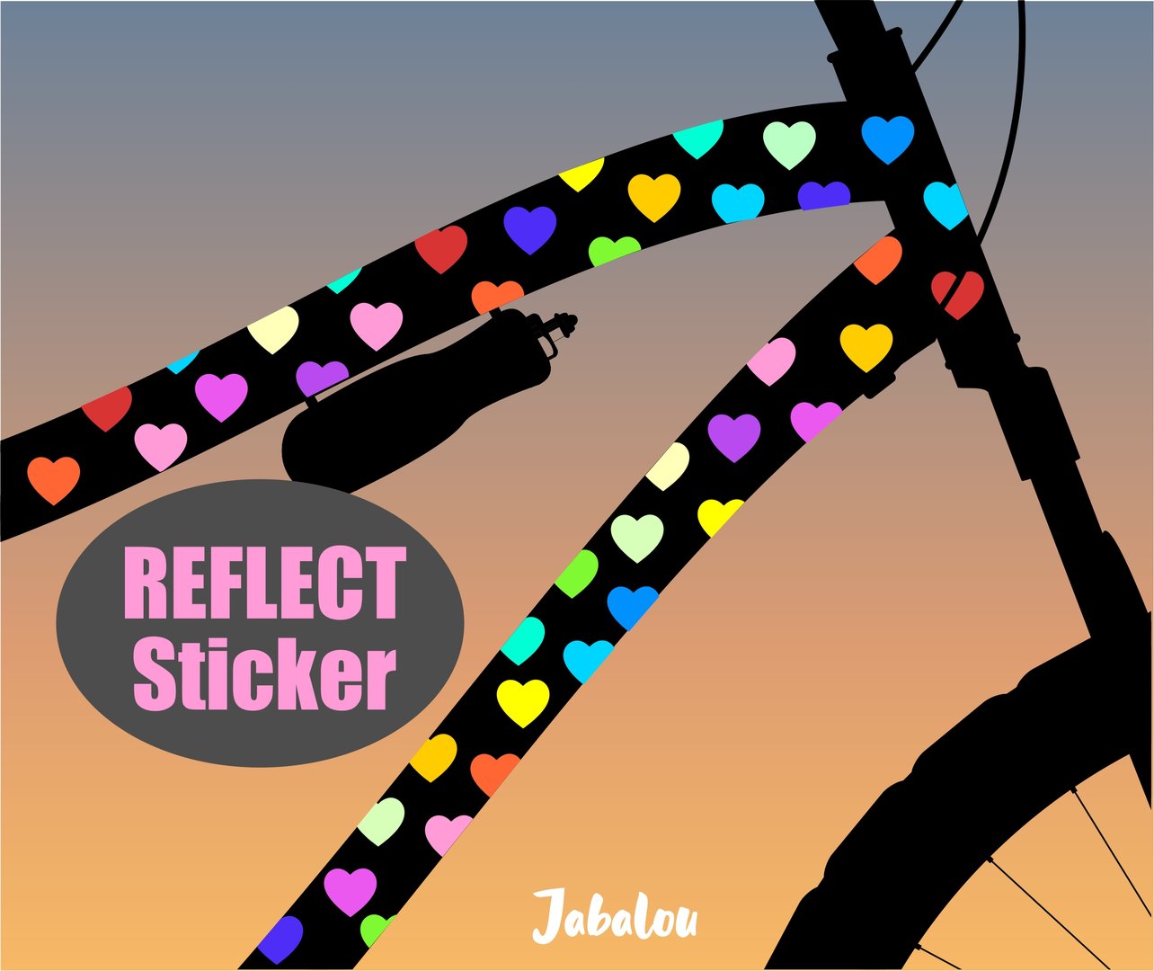 REFLECT Fahrradaufkleber Confetti Herzen RAINBOW