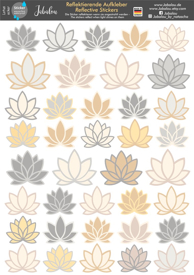 REFLECT Fahrradaufkleber Lotus Lilie ocker