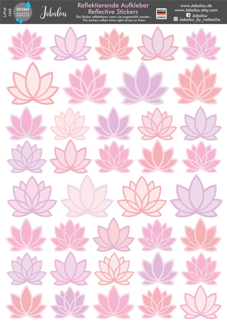 REFLECT Fahrradaufkleber Lotus Lilie rose