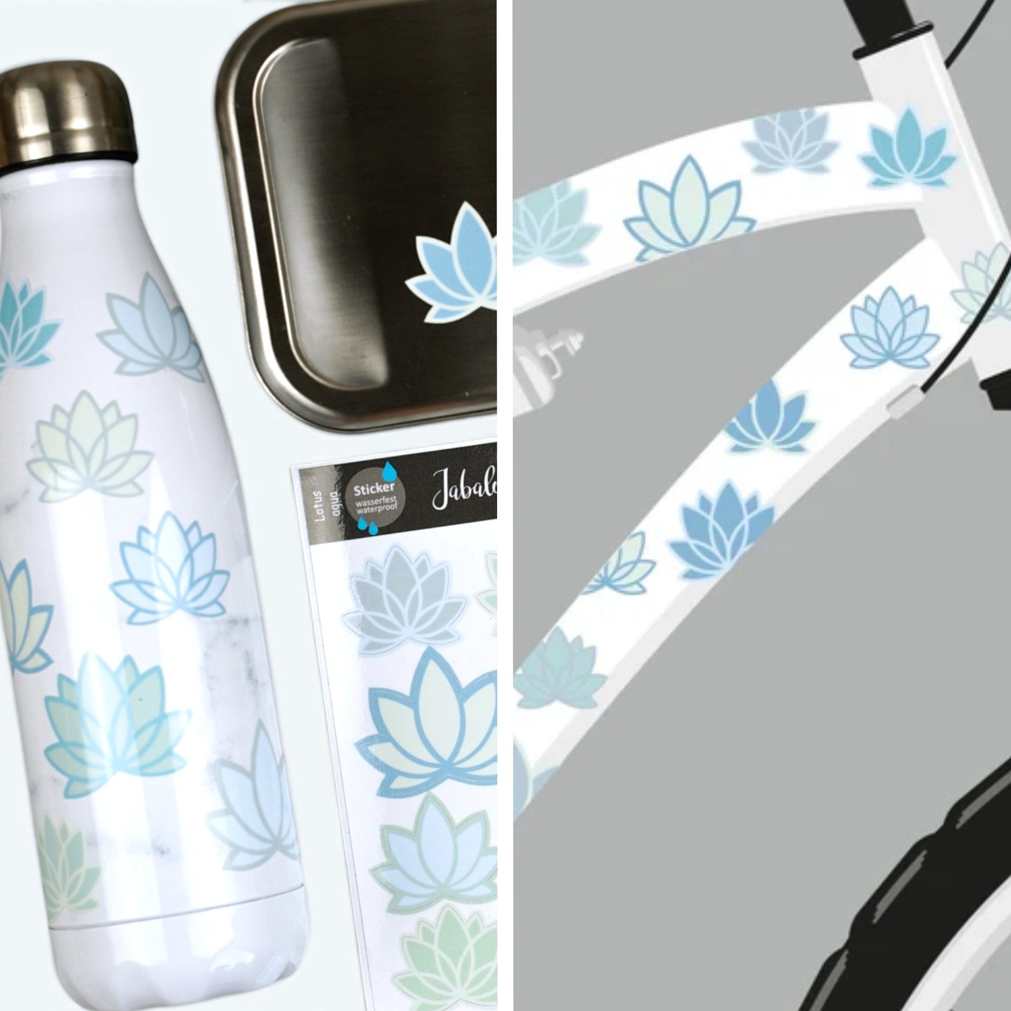 Aufkleber Lotus Lilie acqua Sticker spülmaschinenfest für Trinkflasche und Brotdose