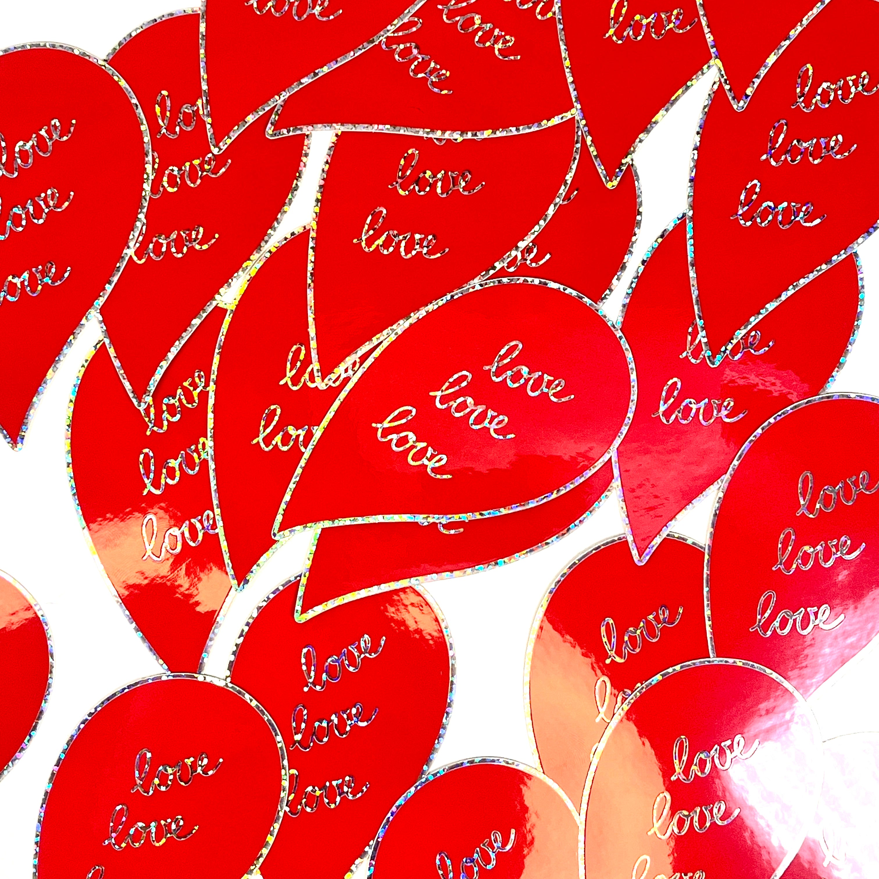 Love Valentinstag Glitzersticker - Romantischer Aufkleber mit Glanz