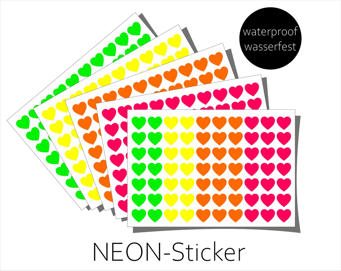 NEON Sticker Herzen waterproof