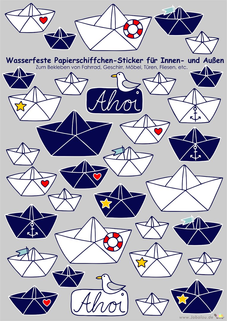 Sticker Papierschiffe wasserfest Aufkleber