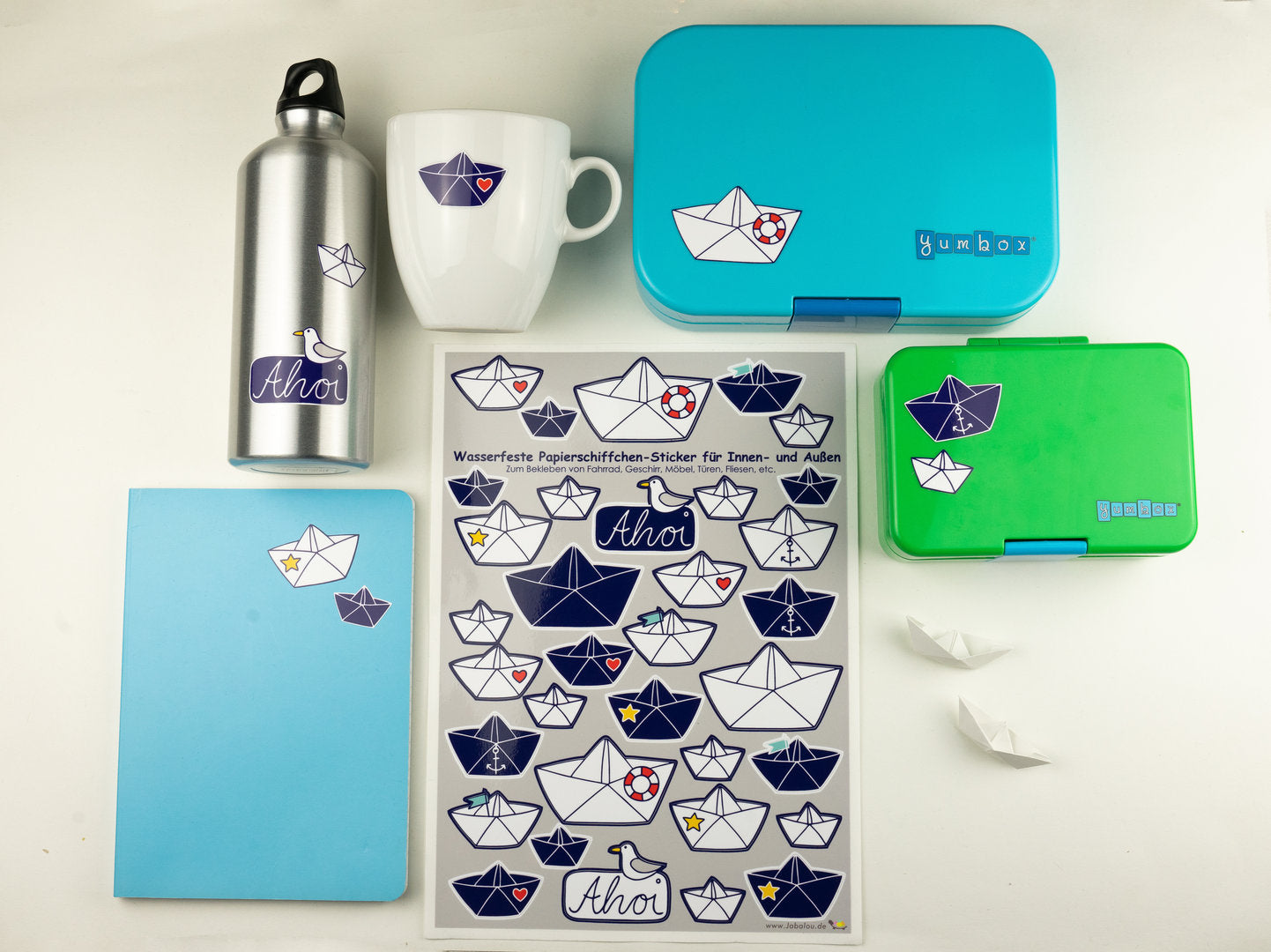 Sticker Papierschiffe wasserfest Aufkleber