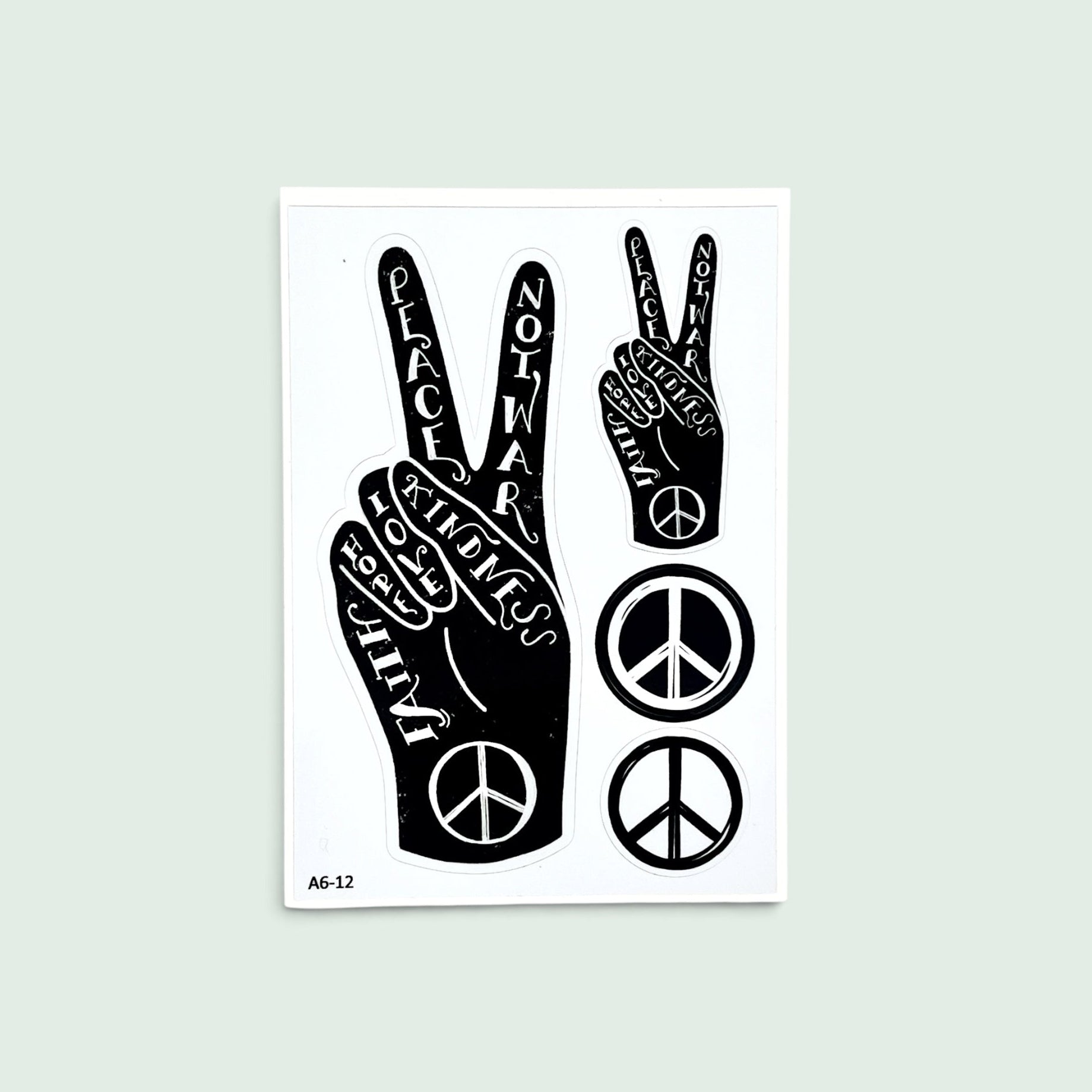 A6 Peace Stickerbogen – spülmaschinenfest und wetterfest