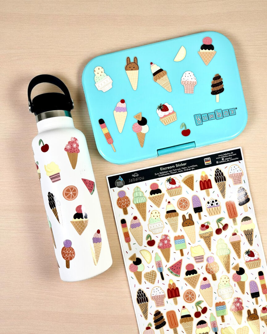 Eiscream A4 Stickerbogen spülmaschinenfest