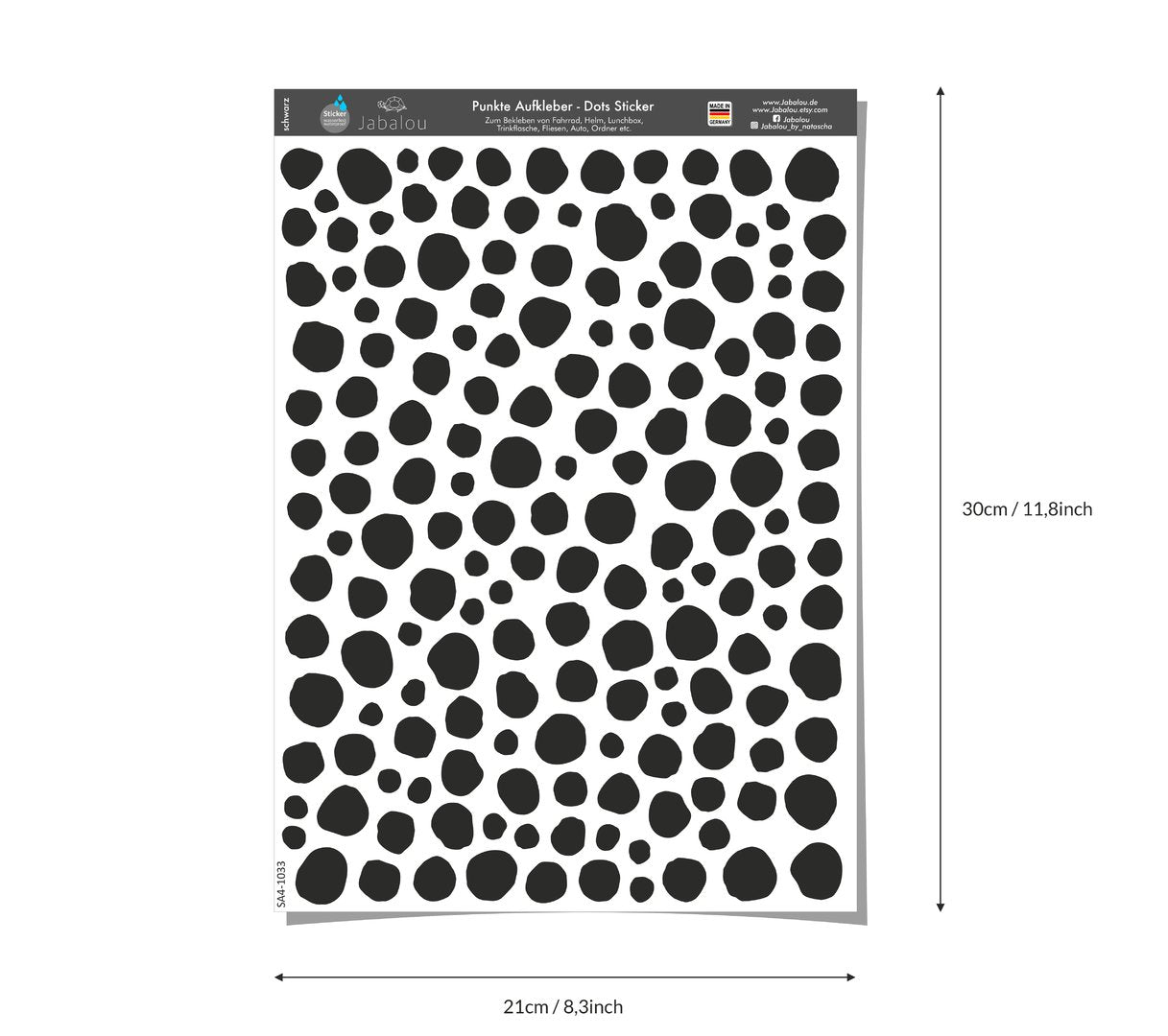 Punkte Sticker A4 spülmaschinenfest schwarz
