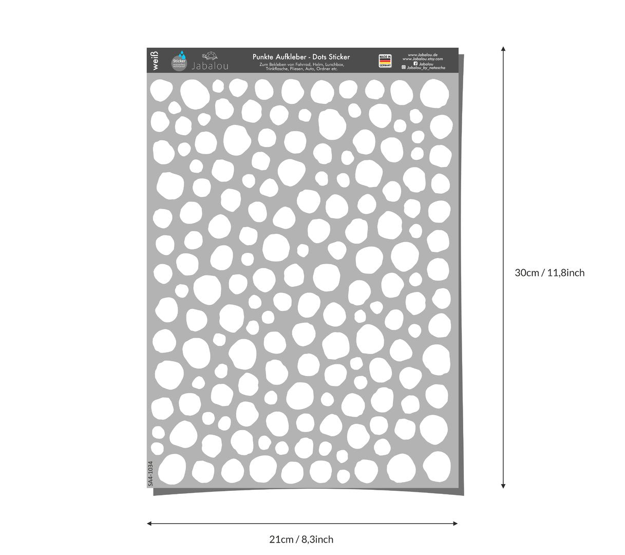 Punkte Sticker A4 spülmaschinenfest weiß