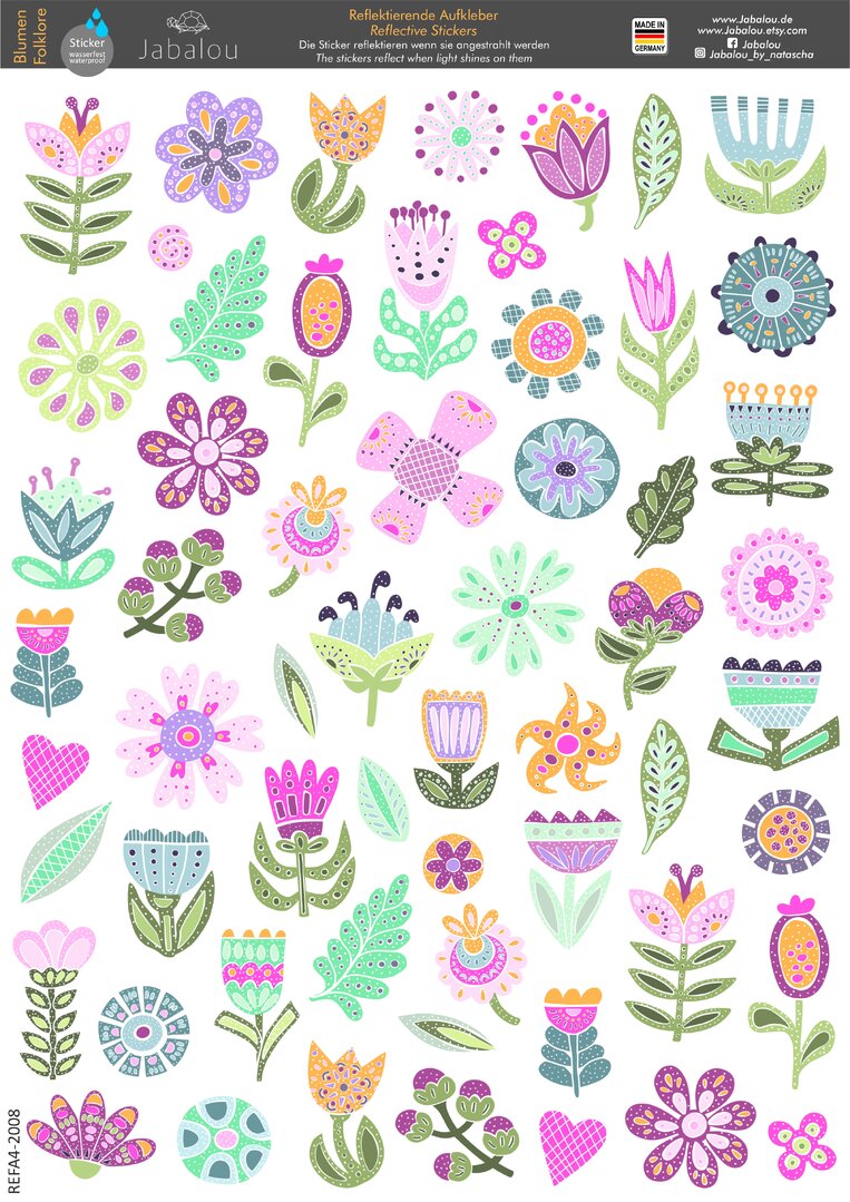 Blumen Folklore spülmaschinenfeste Aufkleber