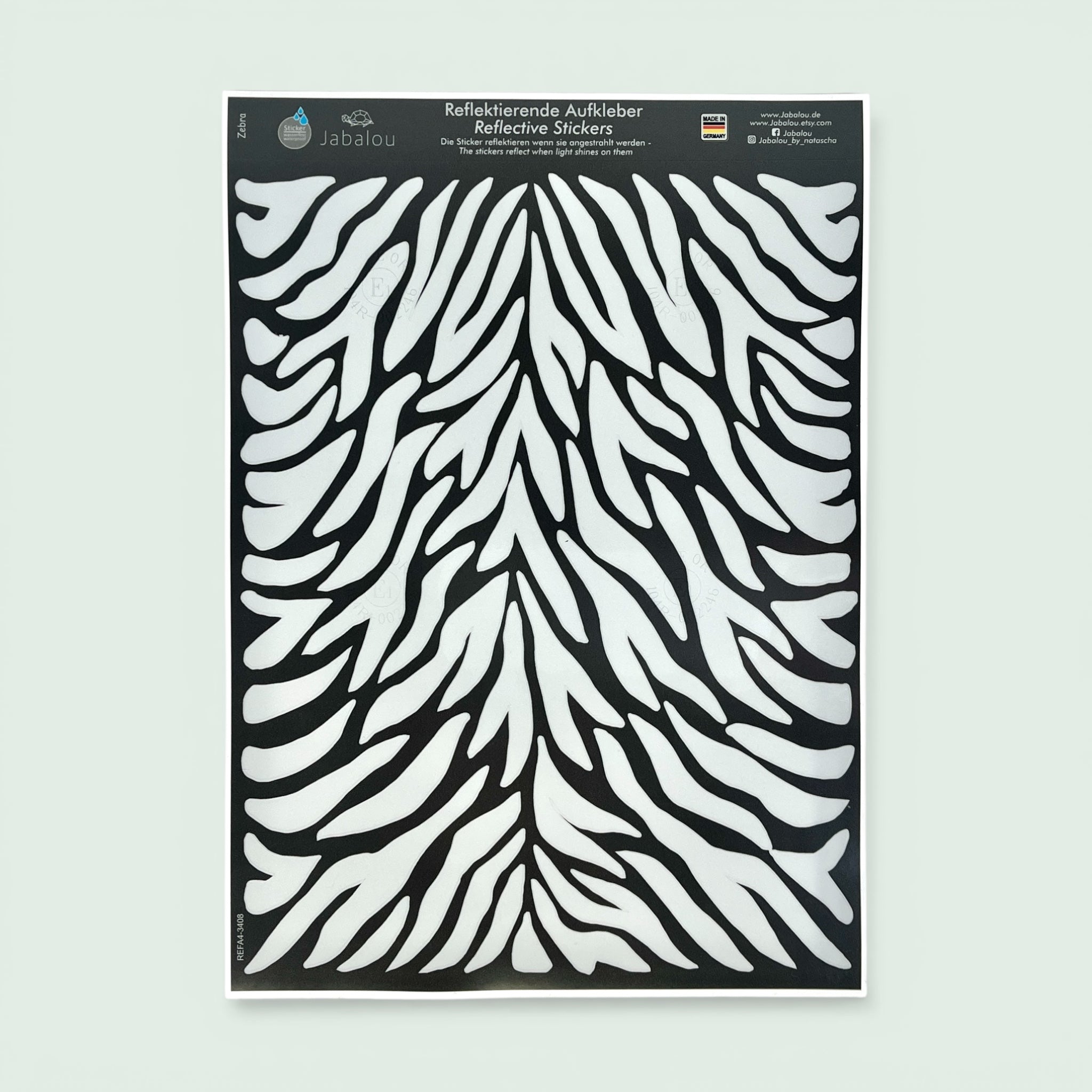 Reflektierende Fahrradaufkleber Zebra Muster - reflective Sticker für Fahrrad Helm