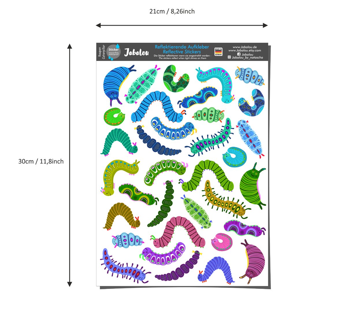 REFLECT Fahrradaufkleber Raupen