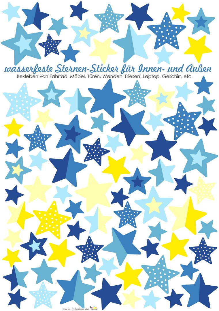 Sticker Sterne blau gelb wasserfest Aufkleber