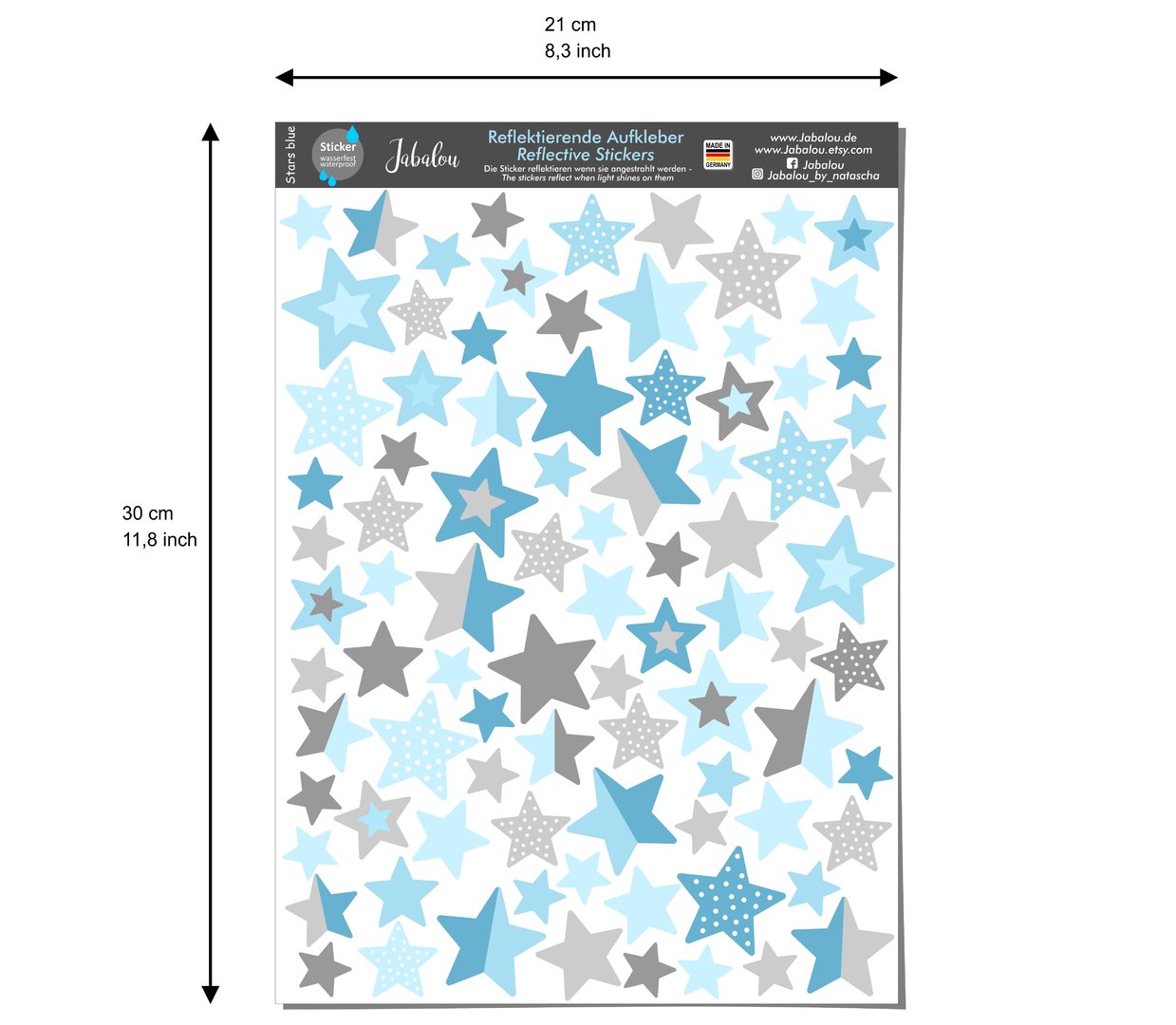 REFLECT Fahrradaufkleber Sterne Hellblau
