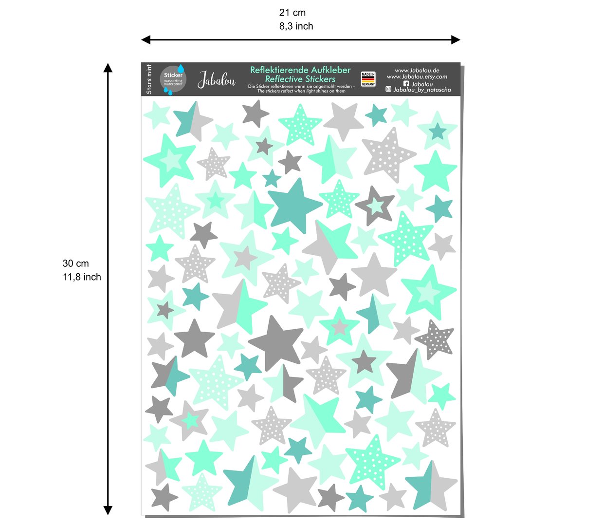 REFLECT Fahrradaufkleber Sterne Mint