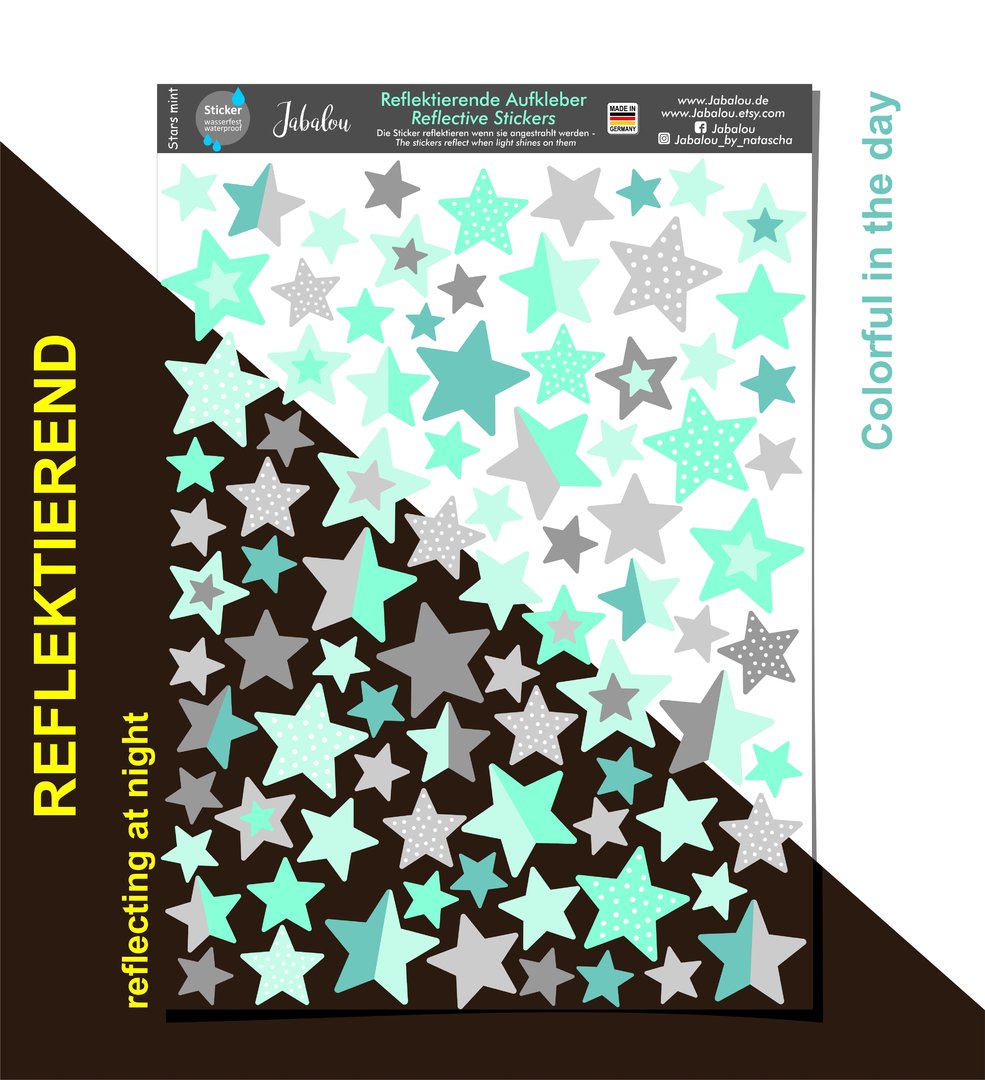 REFLECT Fahrradaufkleber Sterne Mint