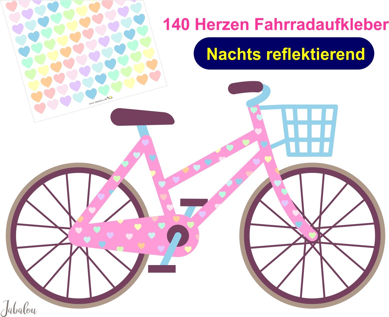 REFLECT Fahrradaufkleber Confetti Herzen Candy