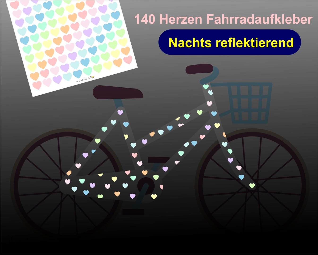 REFLECT Fahrradaufkleber Confetti Herzen Candy