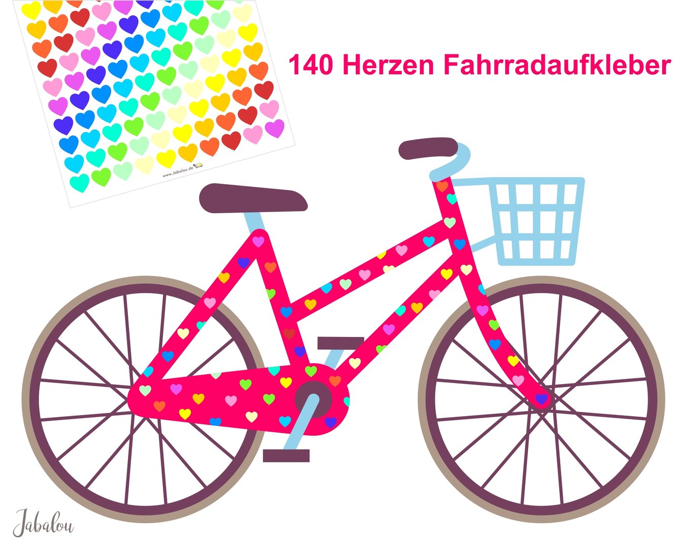 Fahradsticker Confetti Herzen RAINBOW