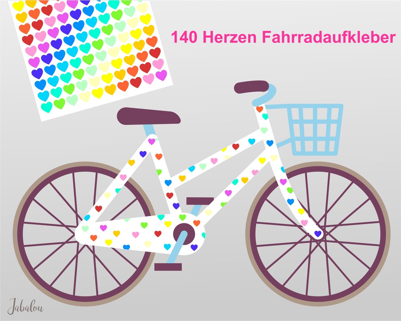 Fahradsticker Confetti Herzen RAINBOW
