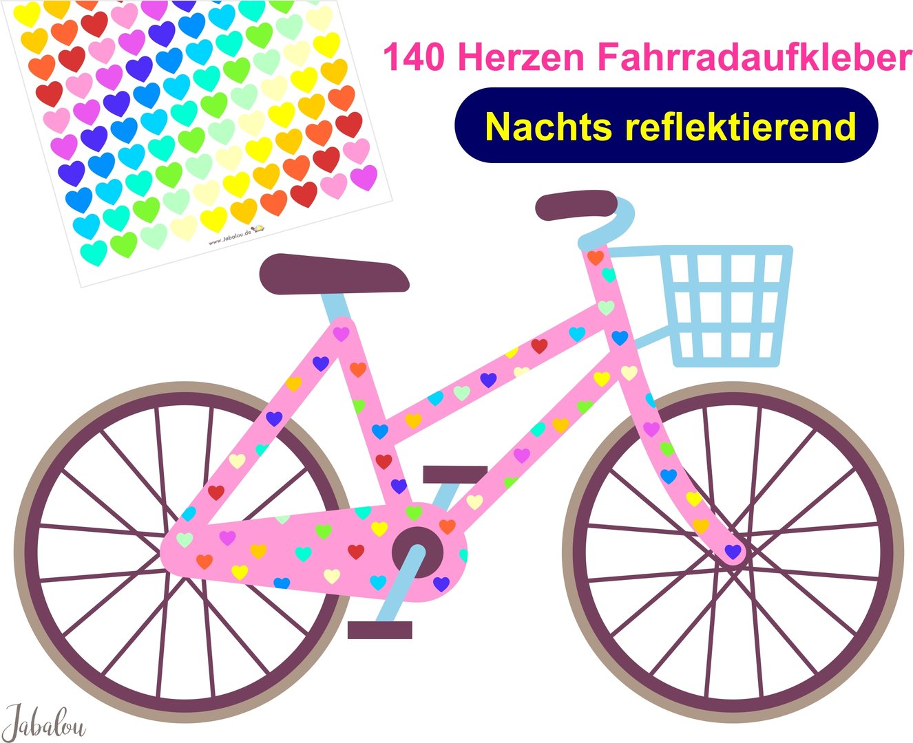 REFLECT Fahrradaufkleber Confetti Herzen RAINBOW
