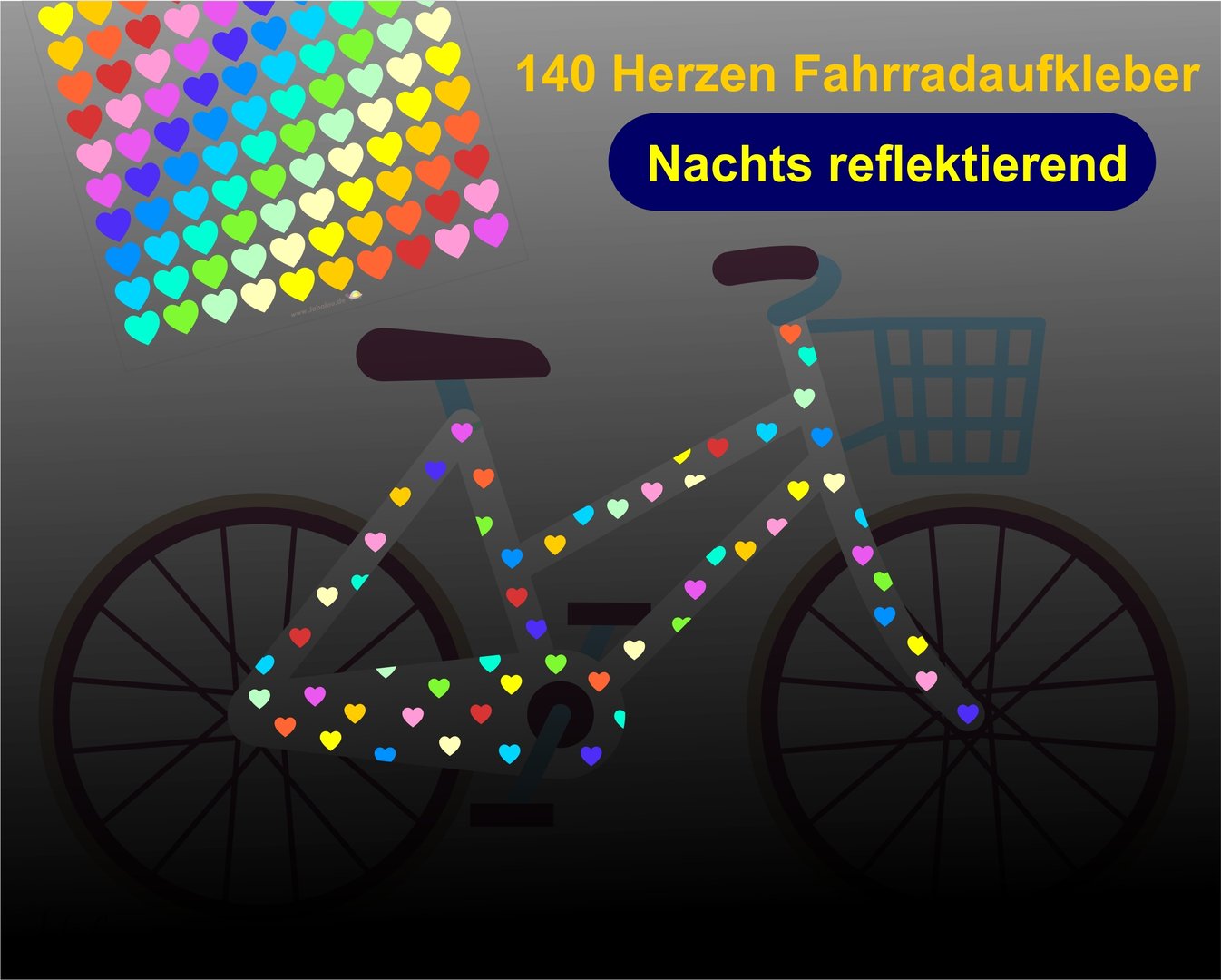 REFLECT Fahrradaufkleber Confetti Herzen RAINBOW