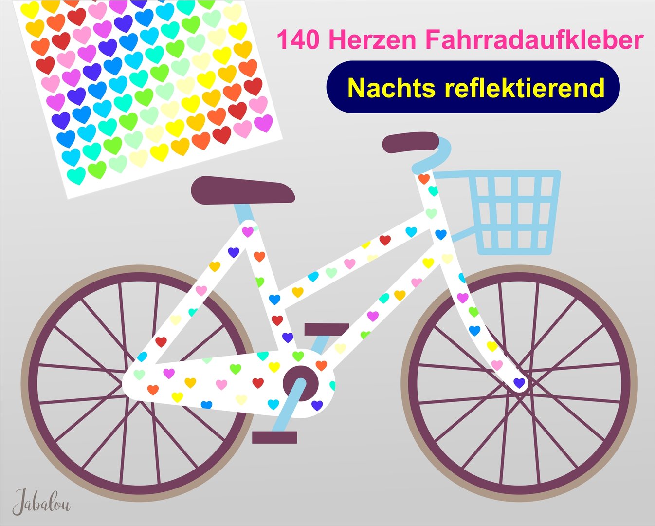REFLECT Fahrradaufkleber Confetti Herzen RAINBOW