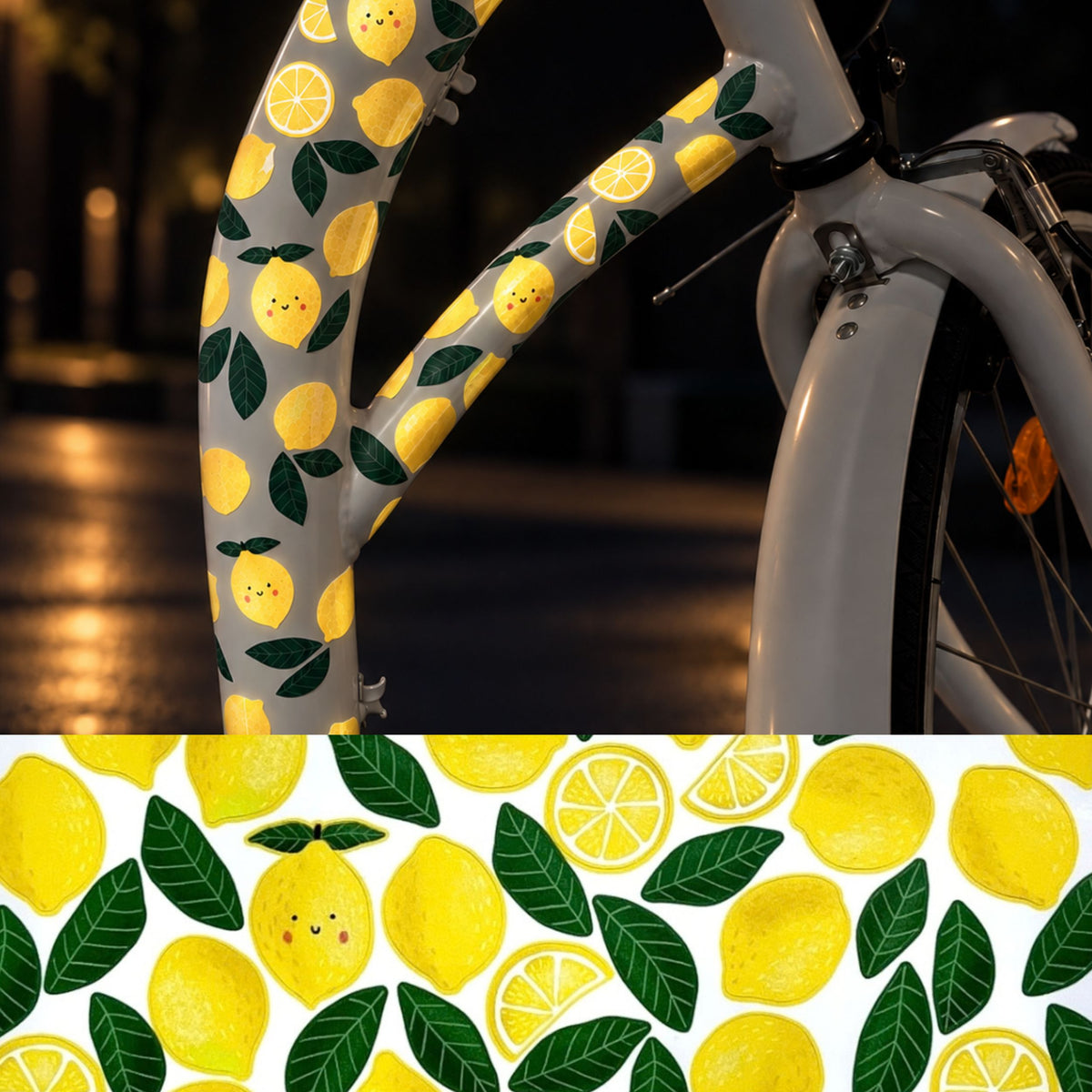 Reflektierende Fahrradaufkleber Zitronen - reflective Sticker für Fahrrad Helm