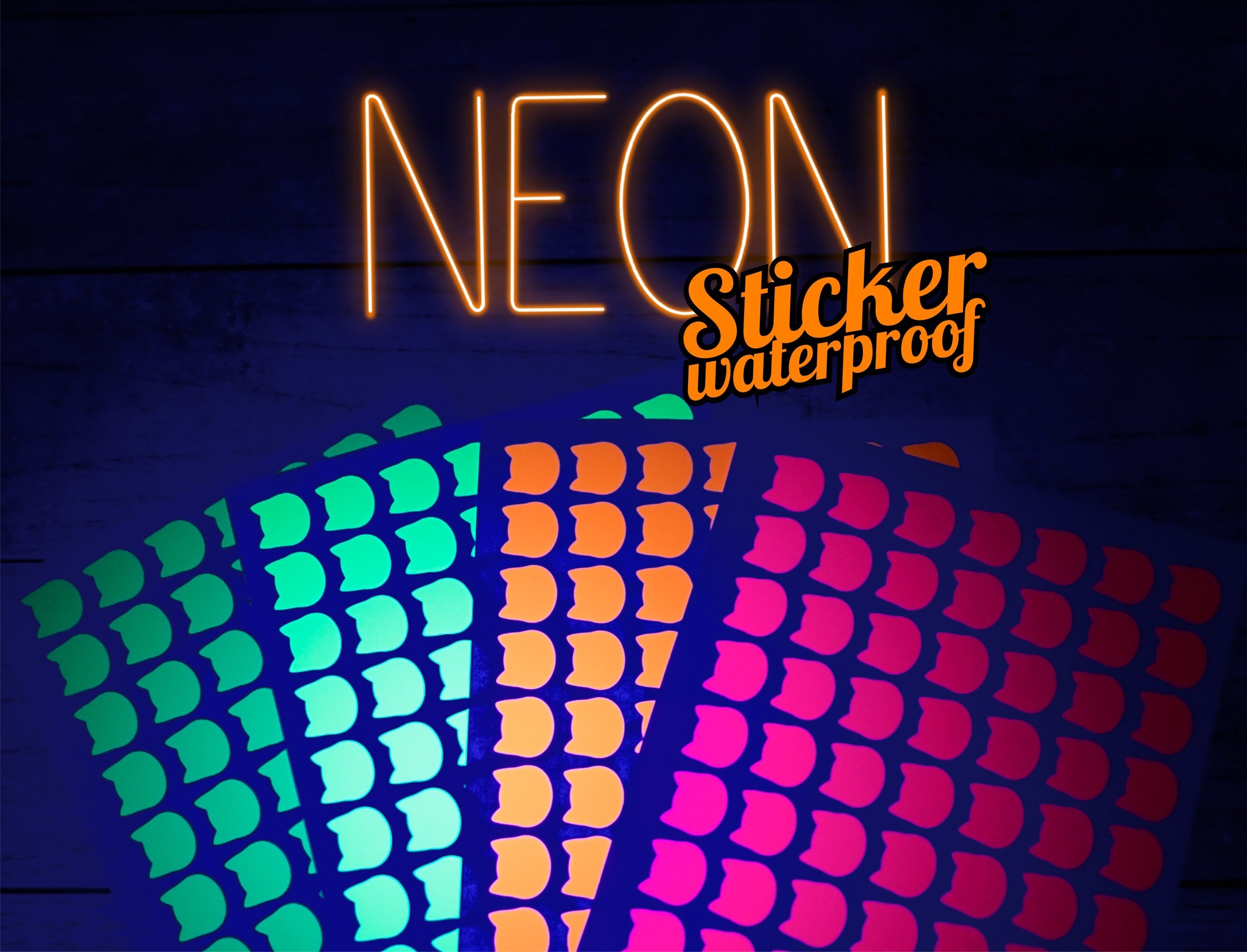 NEON Sticker Katzen waterproof