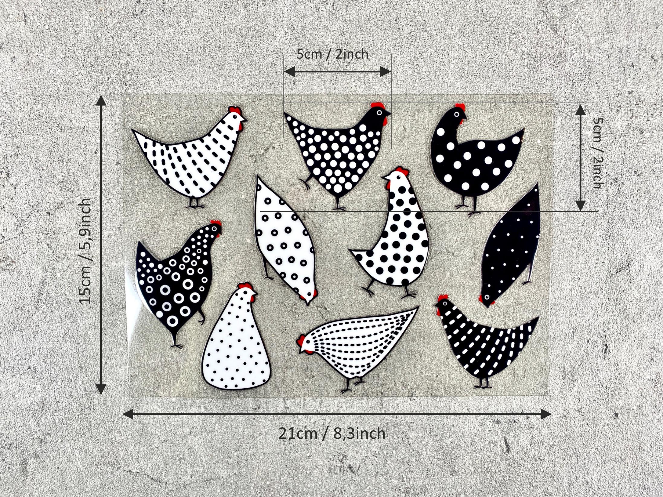 Rub on Hühner Sticker A5 randlos