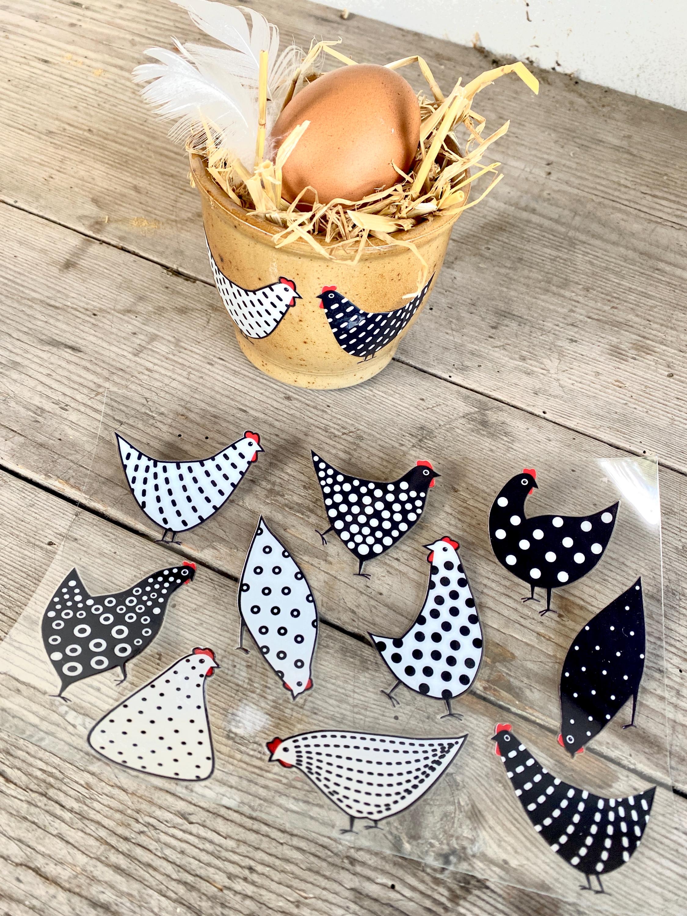 Rub on Hühner Sticker A5 randlos