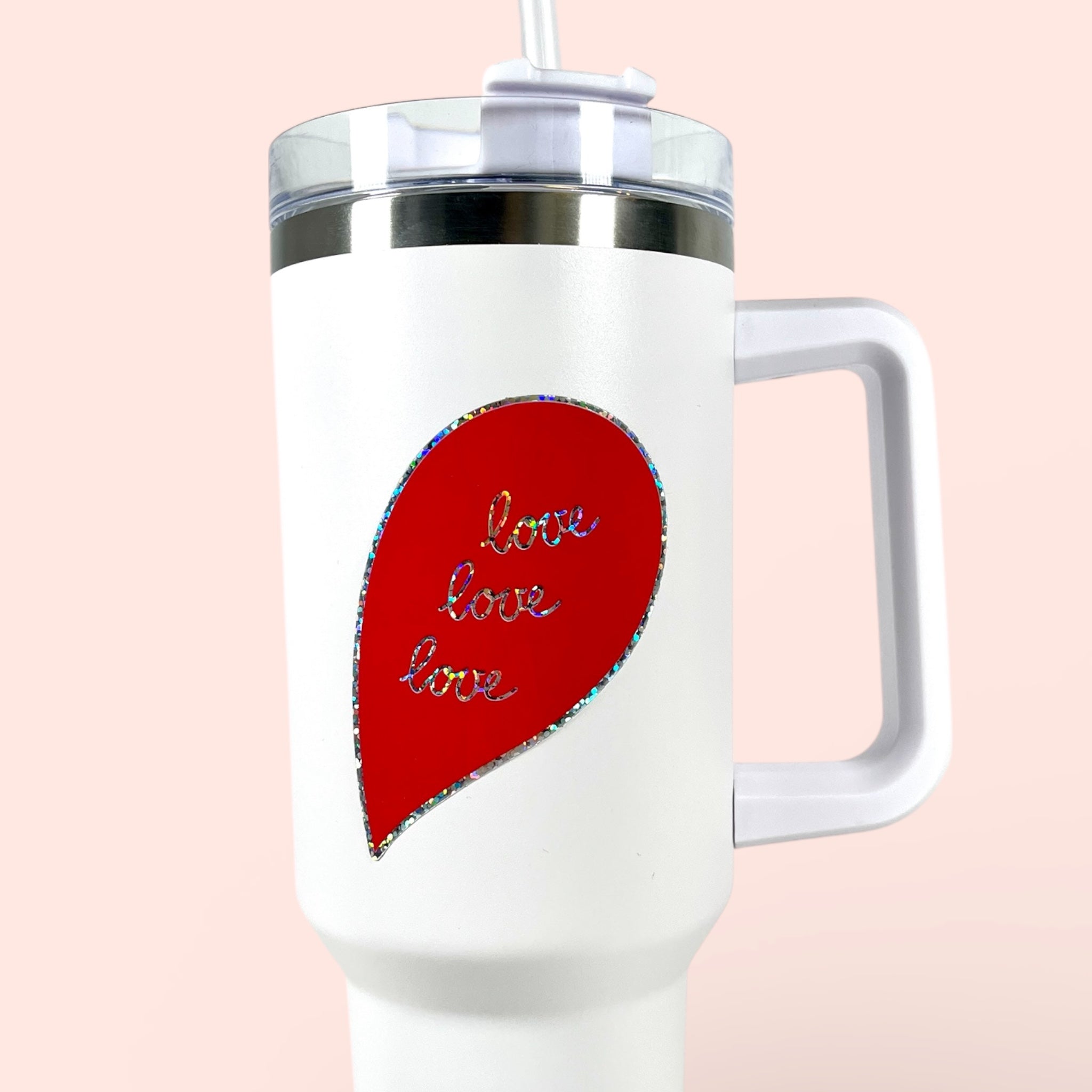 Love Valentinstag Glitzersticker - Romantischer Aufkleber mit Glanz