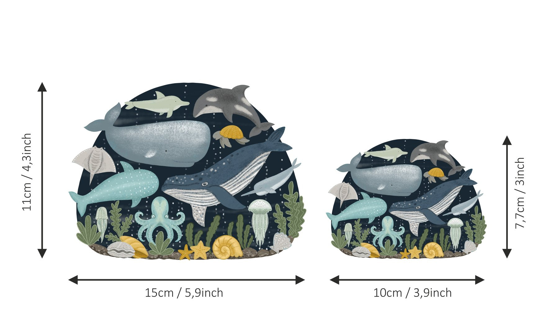 Megasticker Meerestiere Aufkleber wasserfest, Sticker Wal