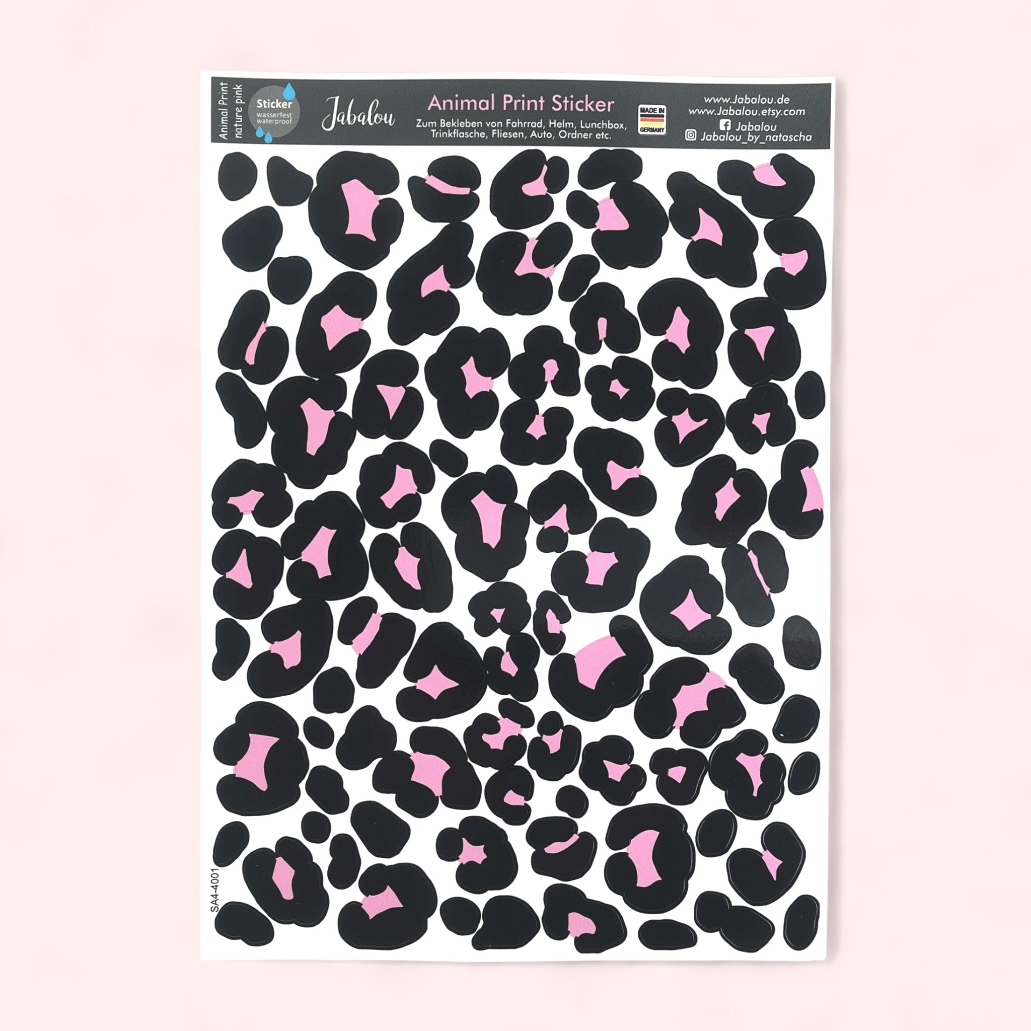 Aufkleber Animal Print pink wasserfest