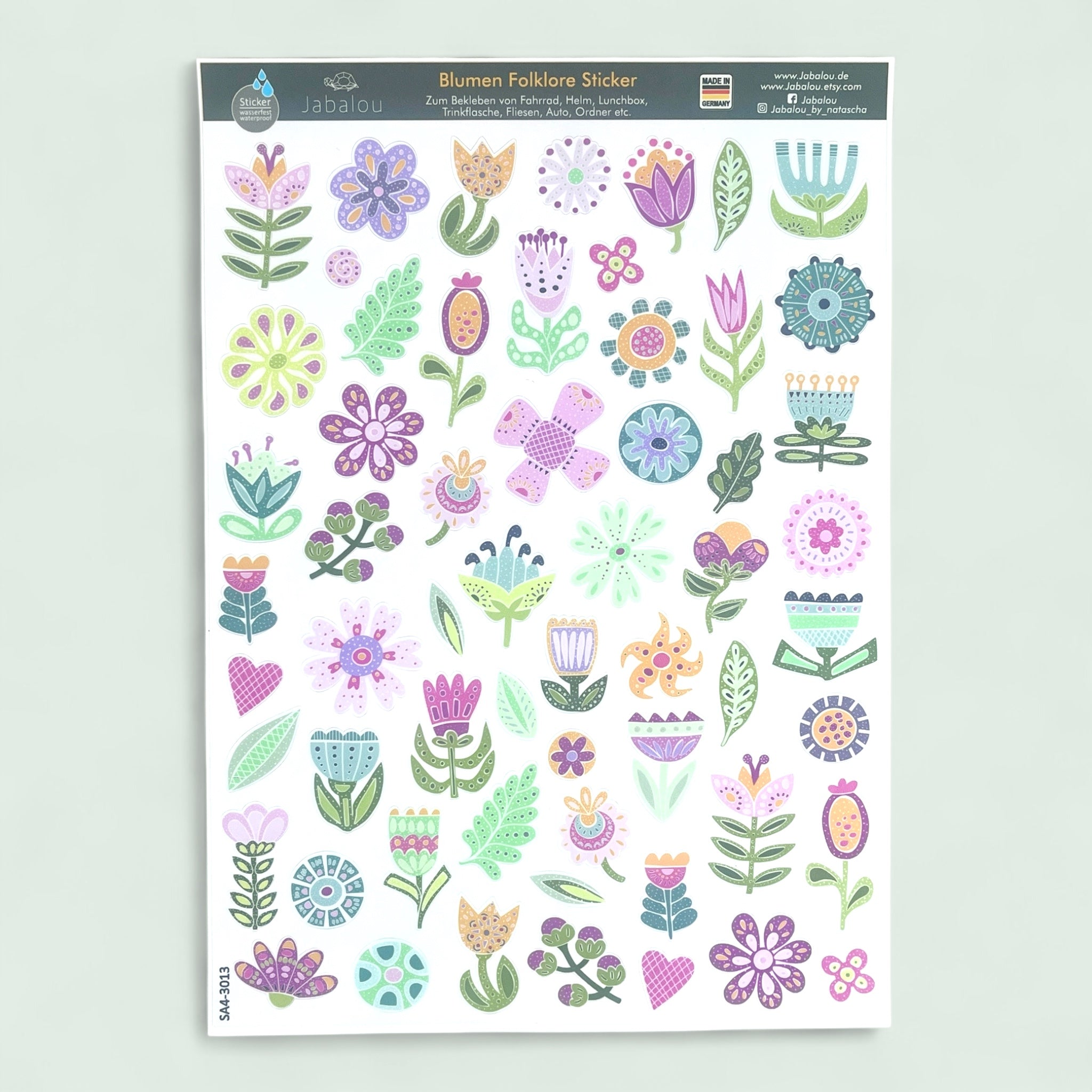 Blumen Folklore spülmaschinenfeste Aufkleber