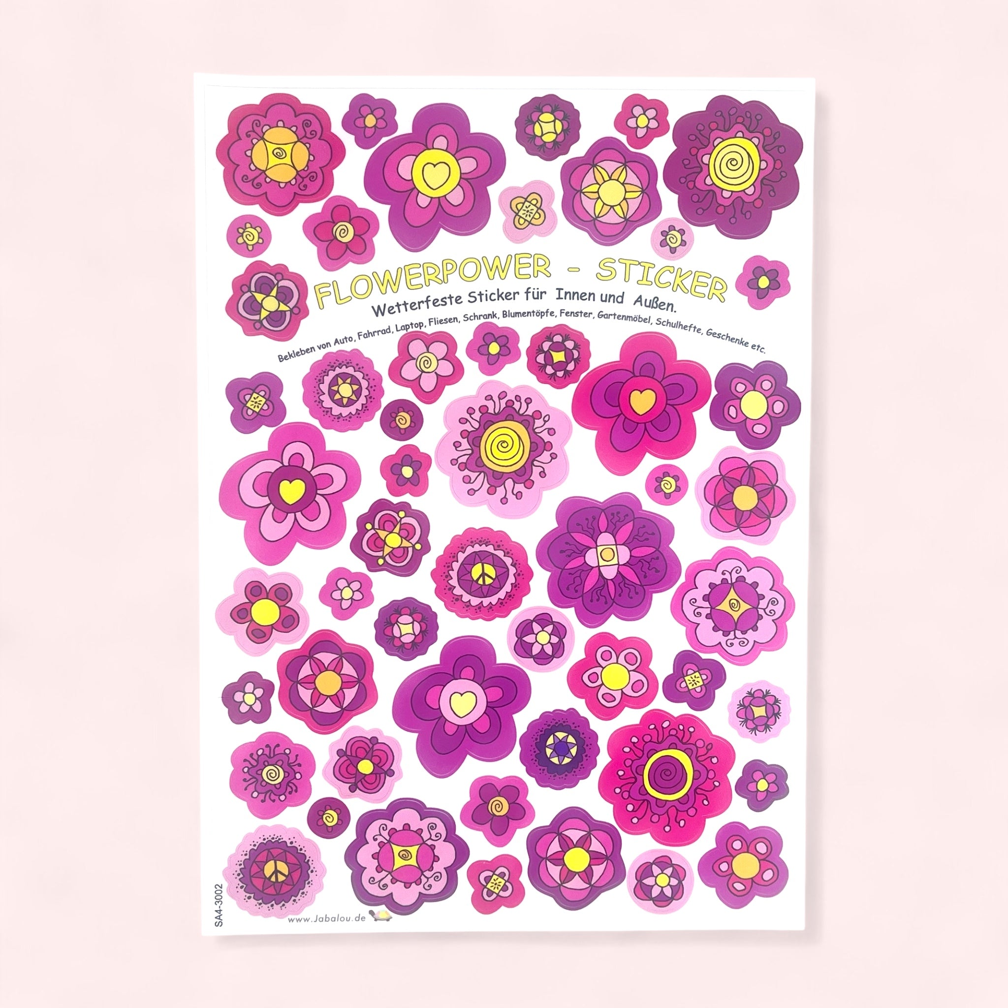 Sticker Blumen Pink wasserfest Aufkleber