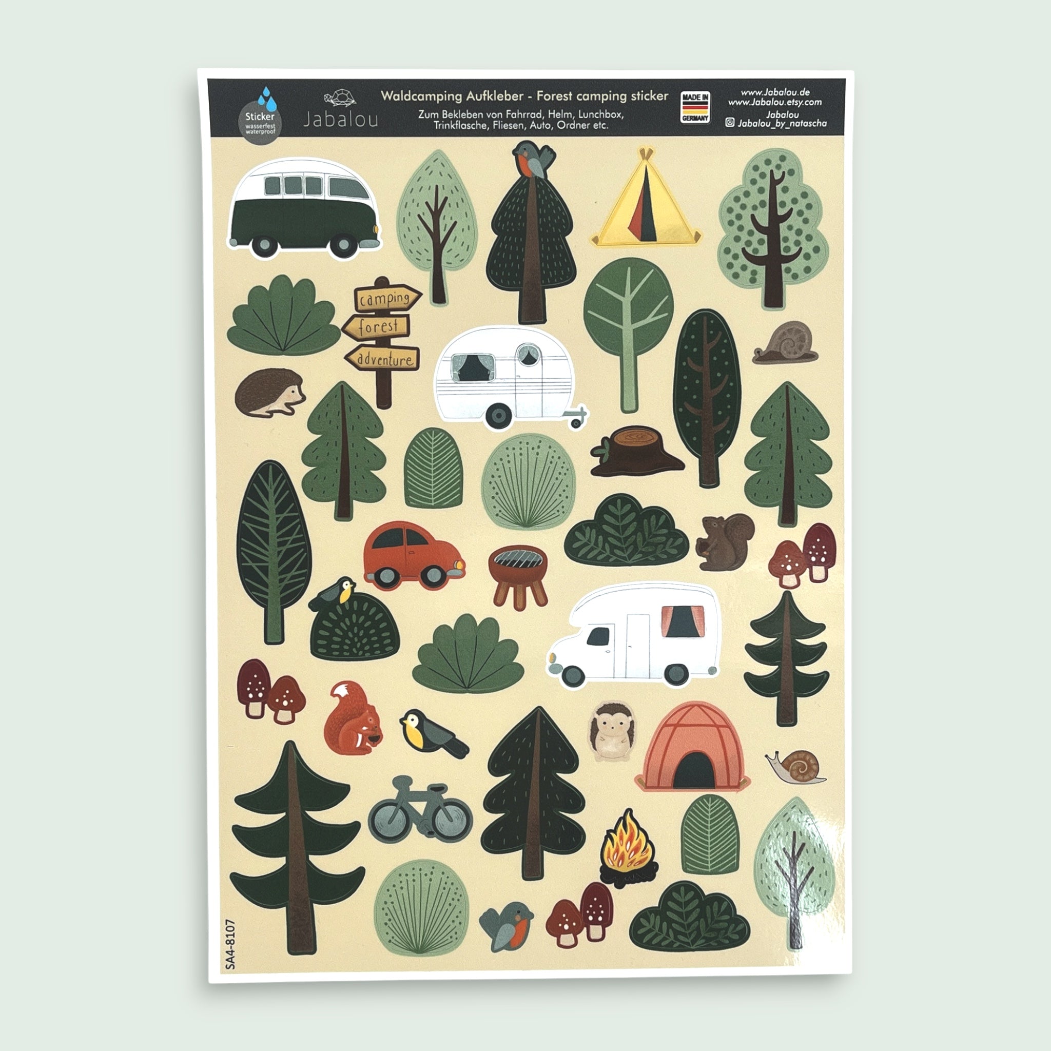 Sticker wasserfest A4 Camping / Waldcamping