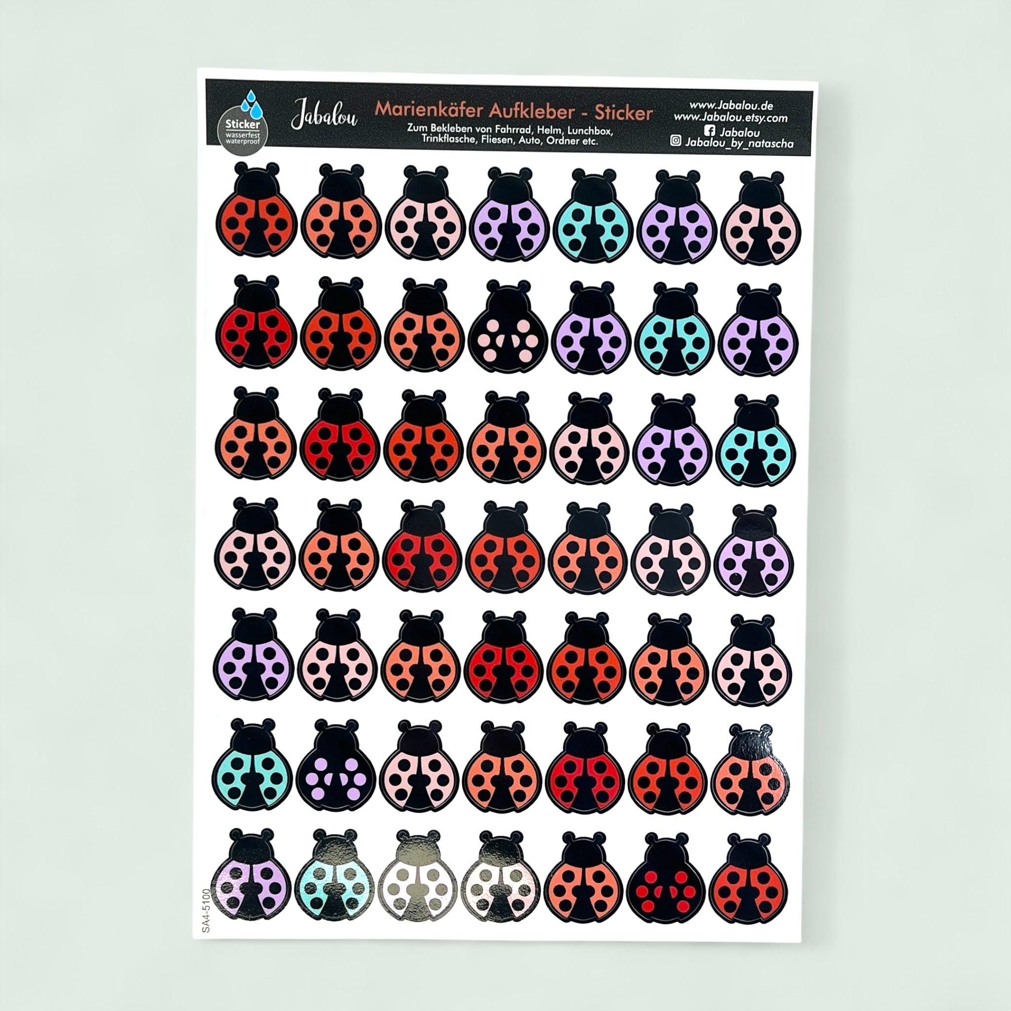 Aufkleber wasserfest Marienkäfer