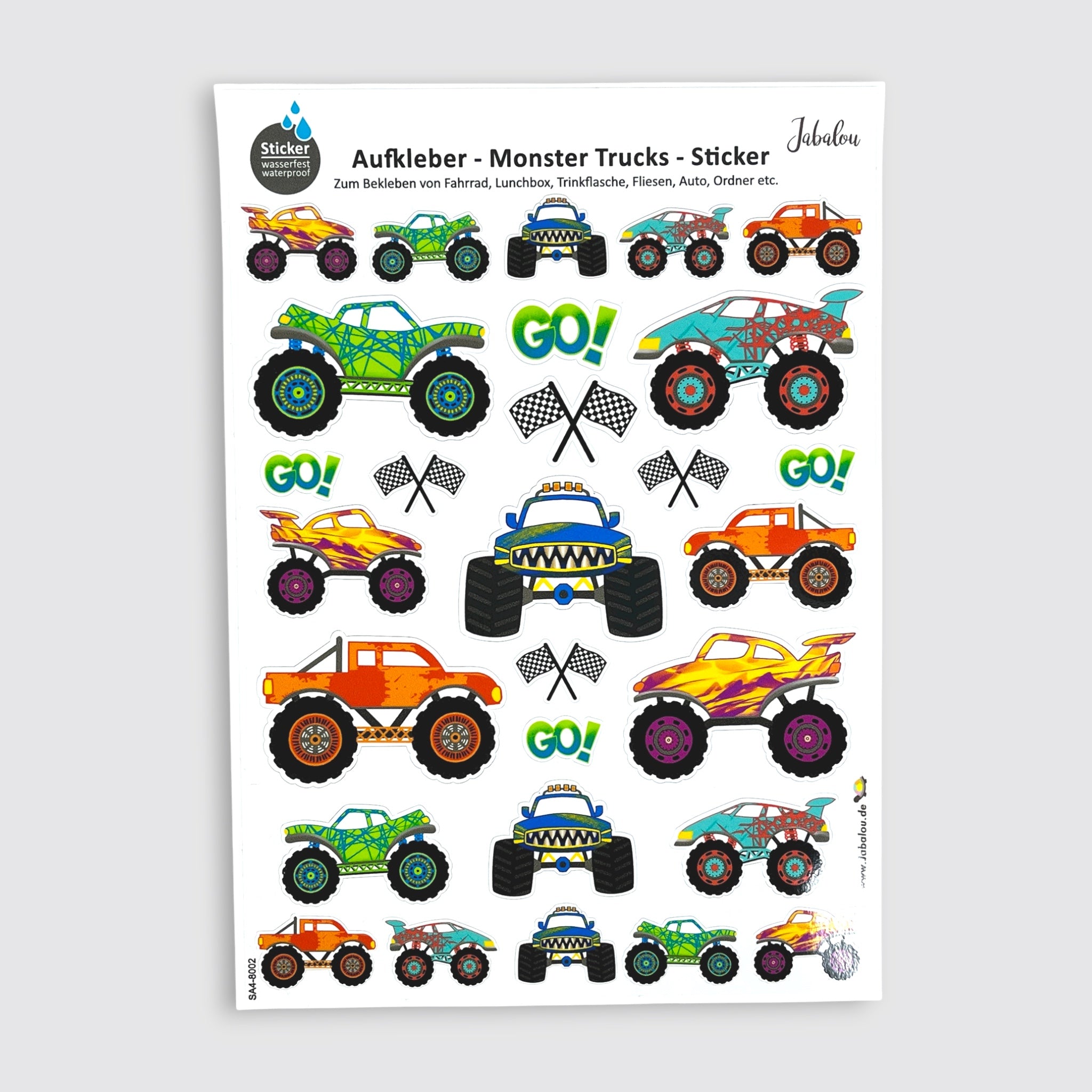 Sticker Monster Trucks wasserfest A4