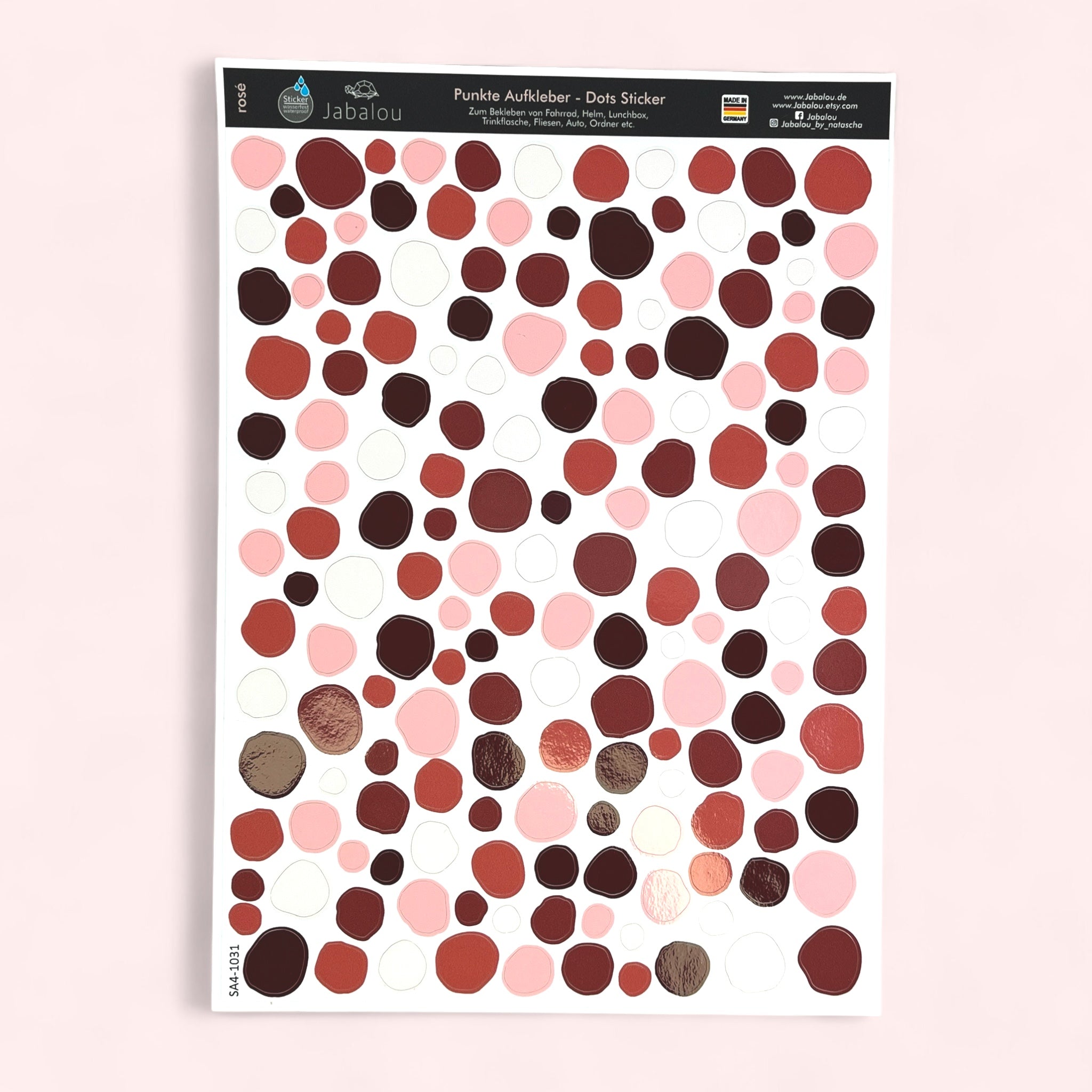 Punkte Sticker A4 spülmaschinenfest rosé