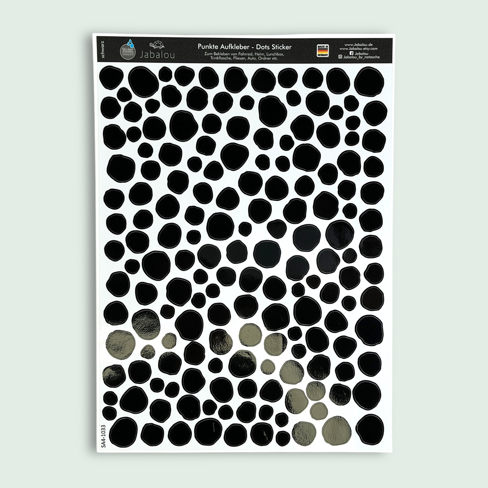 Punkte Sticker A4 spülmaschinenfest schwarz