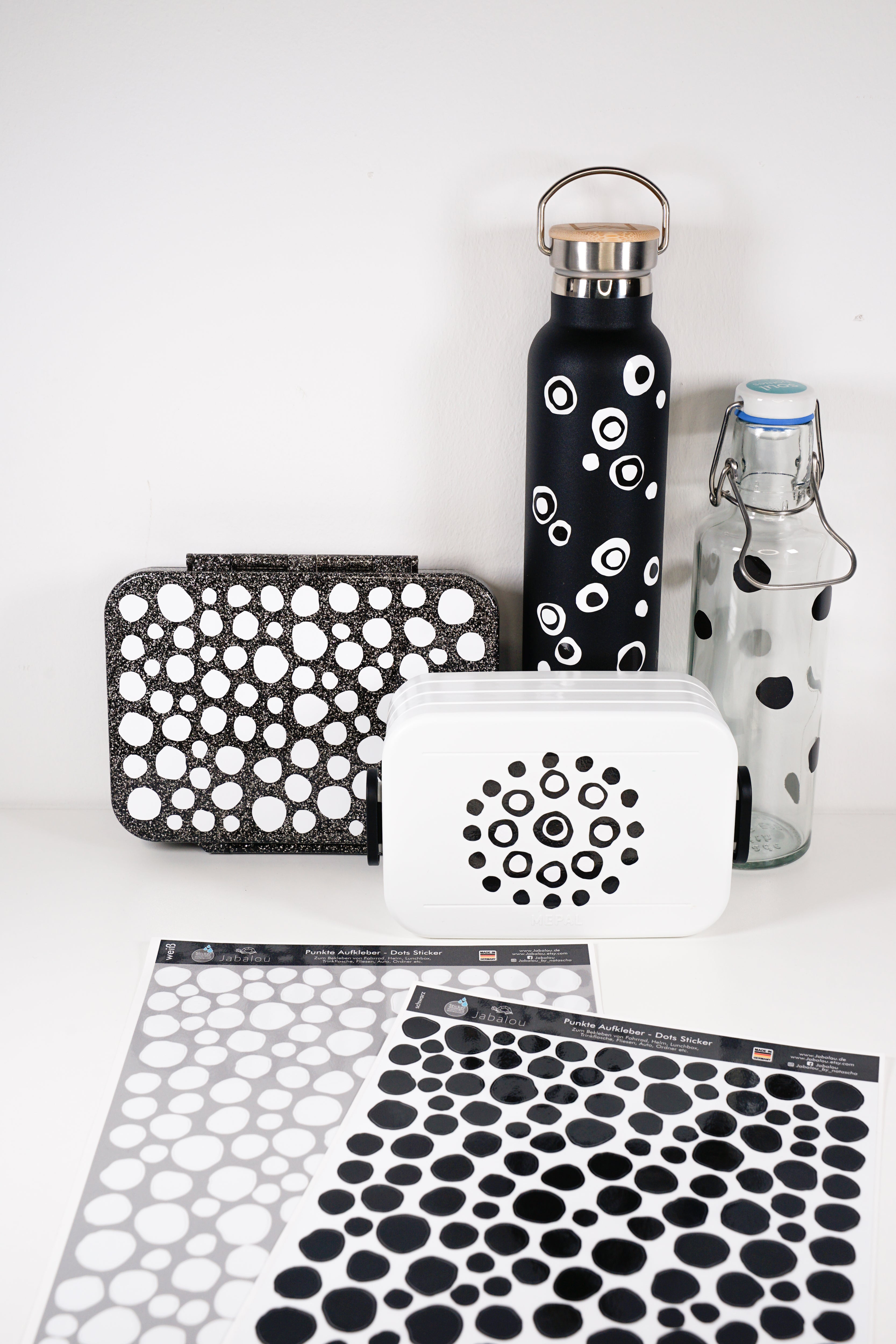 Punkte Sticker A4 spülmaschinenfest schwarz