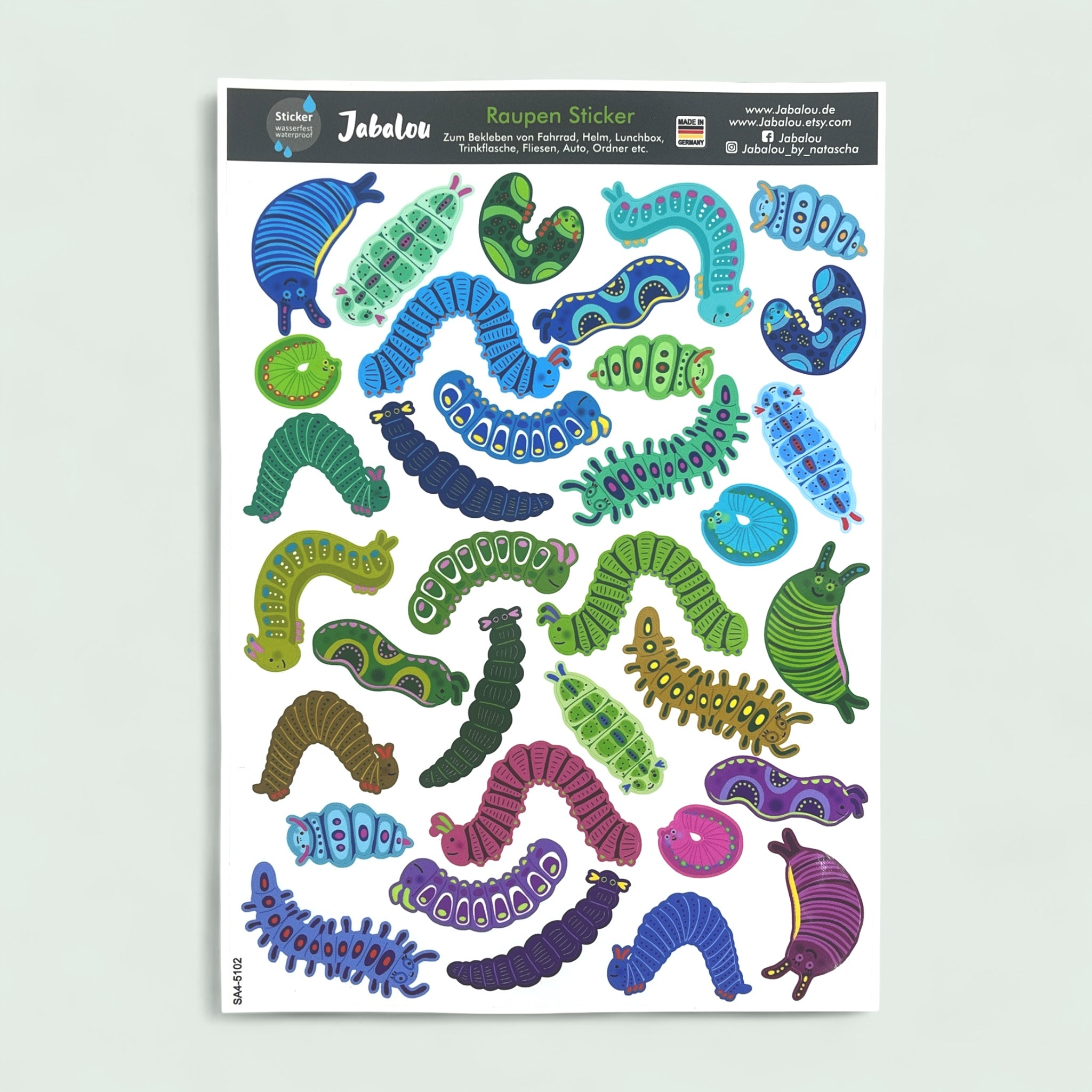 Aufkleber Raupen wasserfest