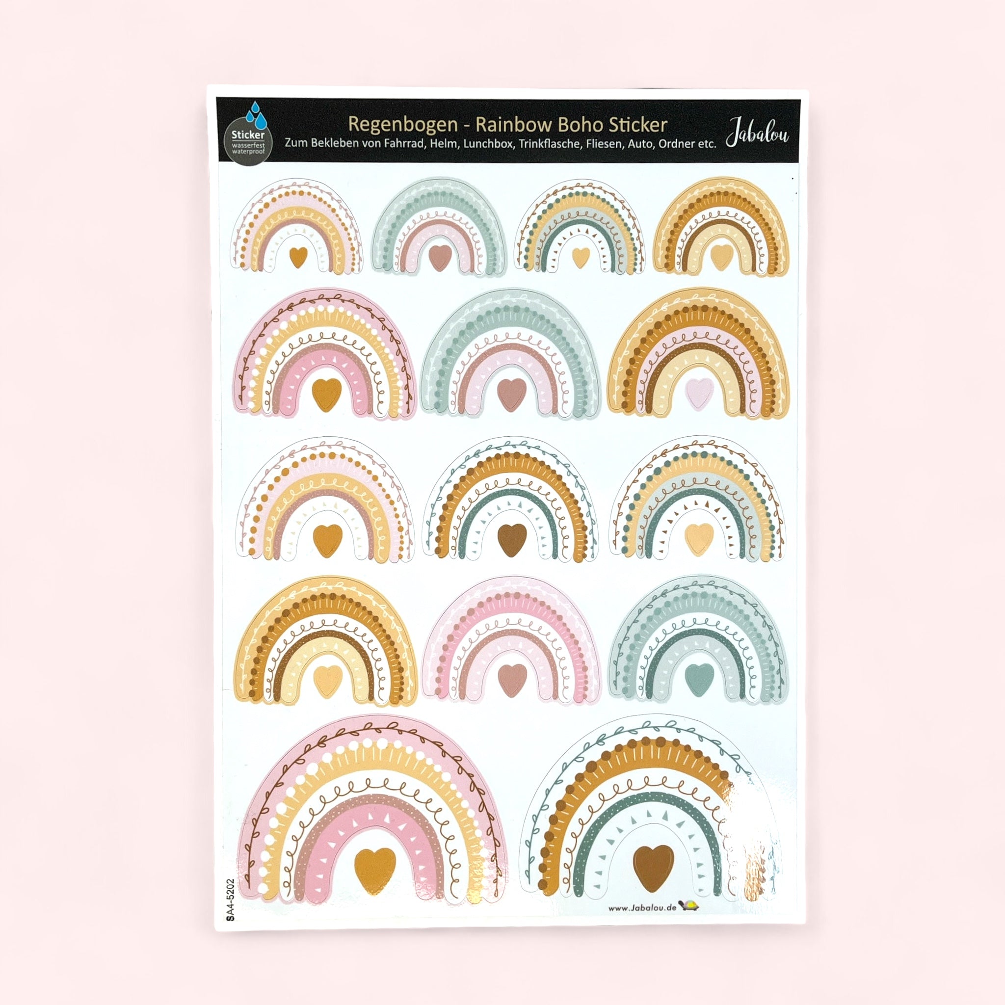 Sticker wasserfest Regenbogen boho