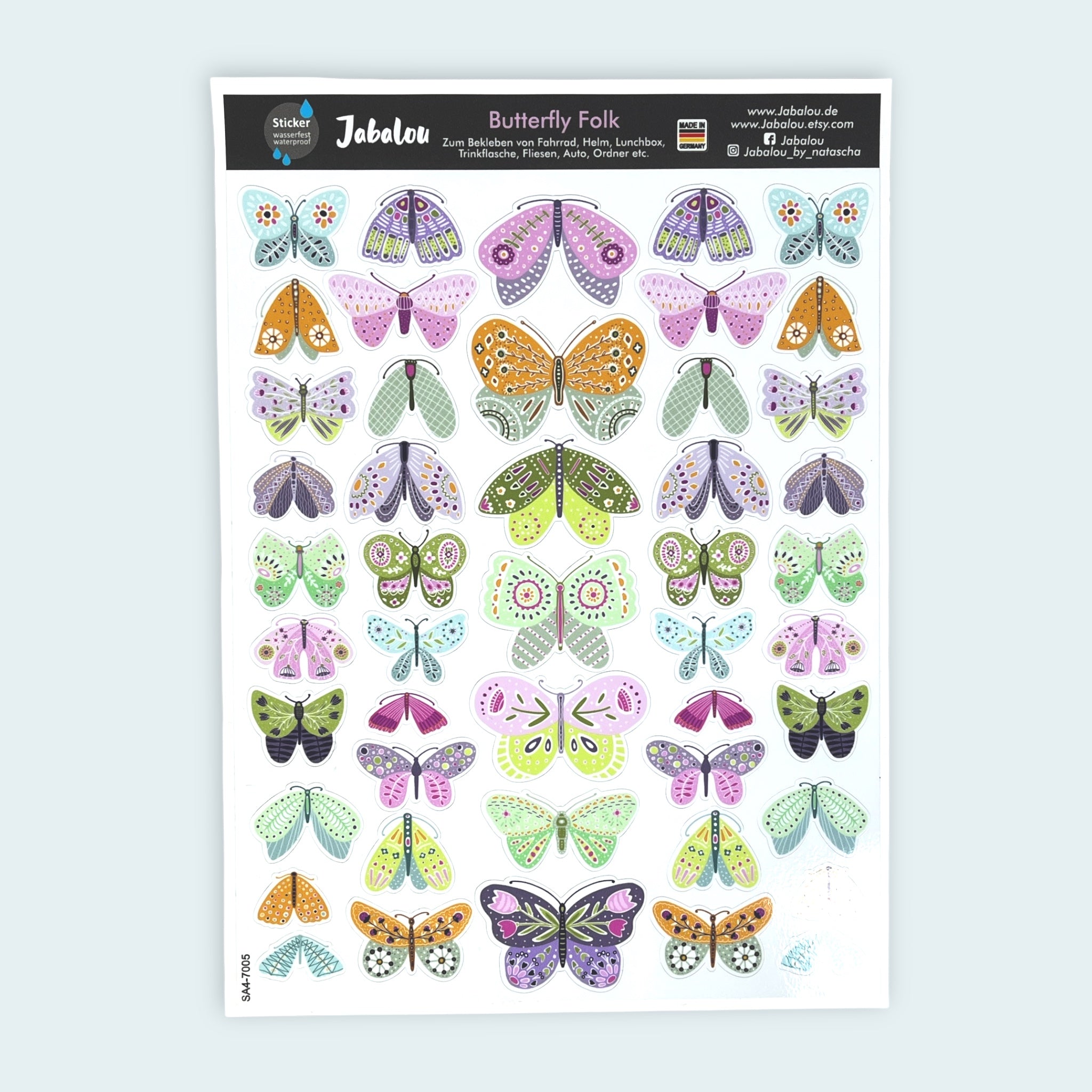 Aufkleber Schmetterlinge Folklore wasserfest