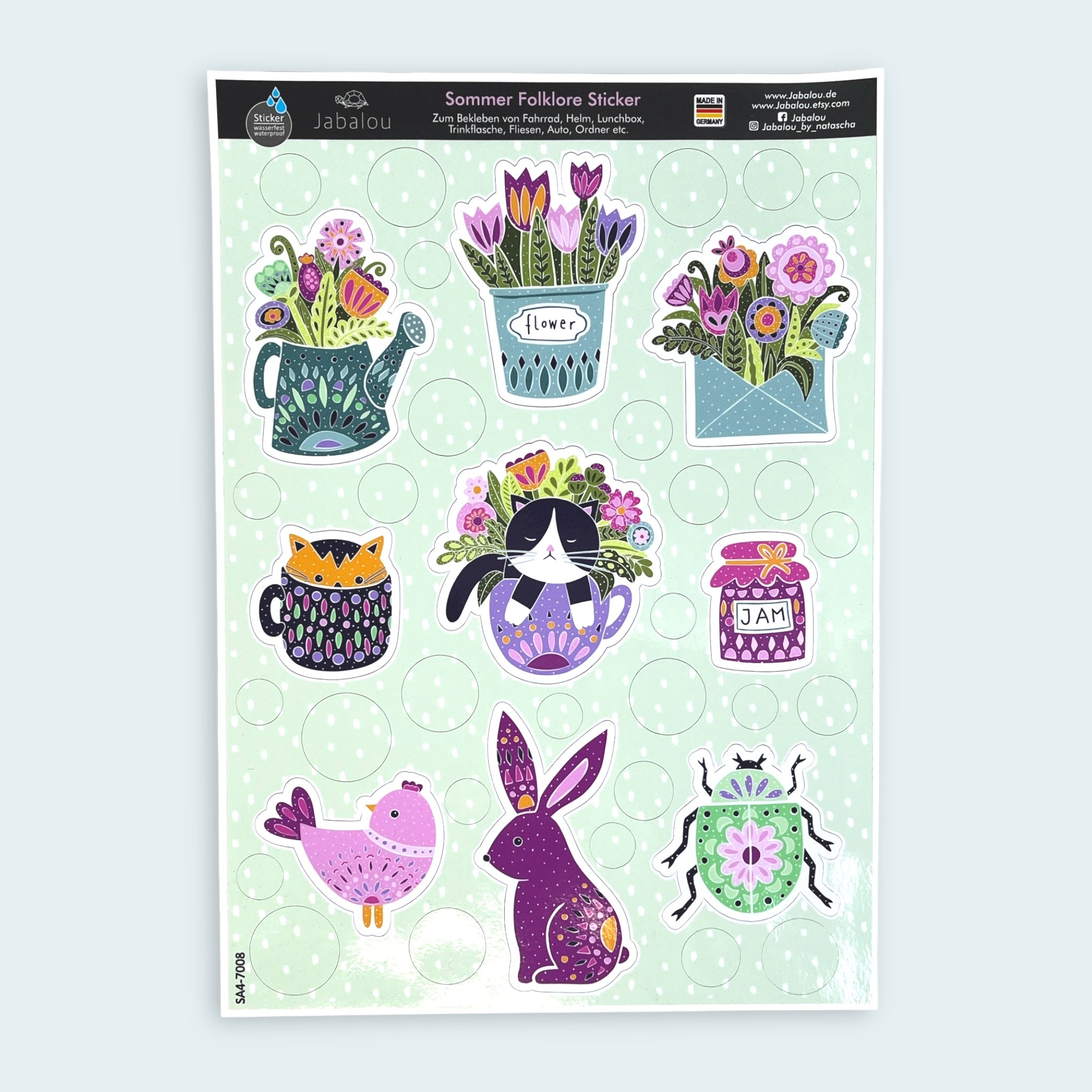 Sommer Folklore Sticker spülmaschinenfest