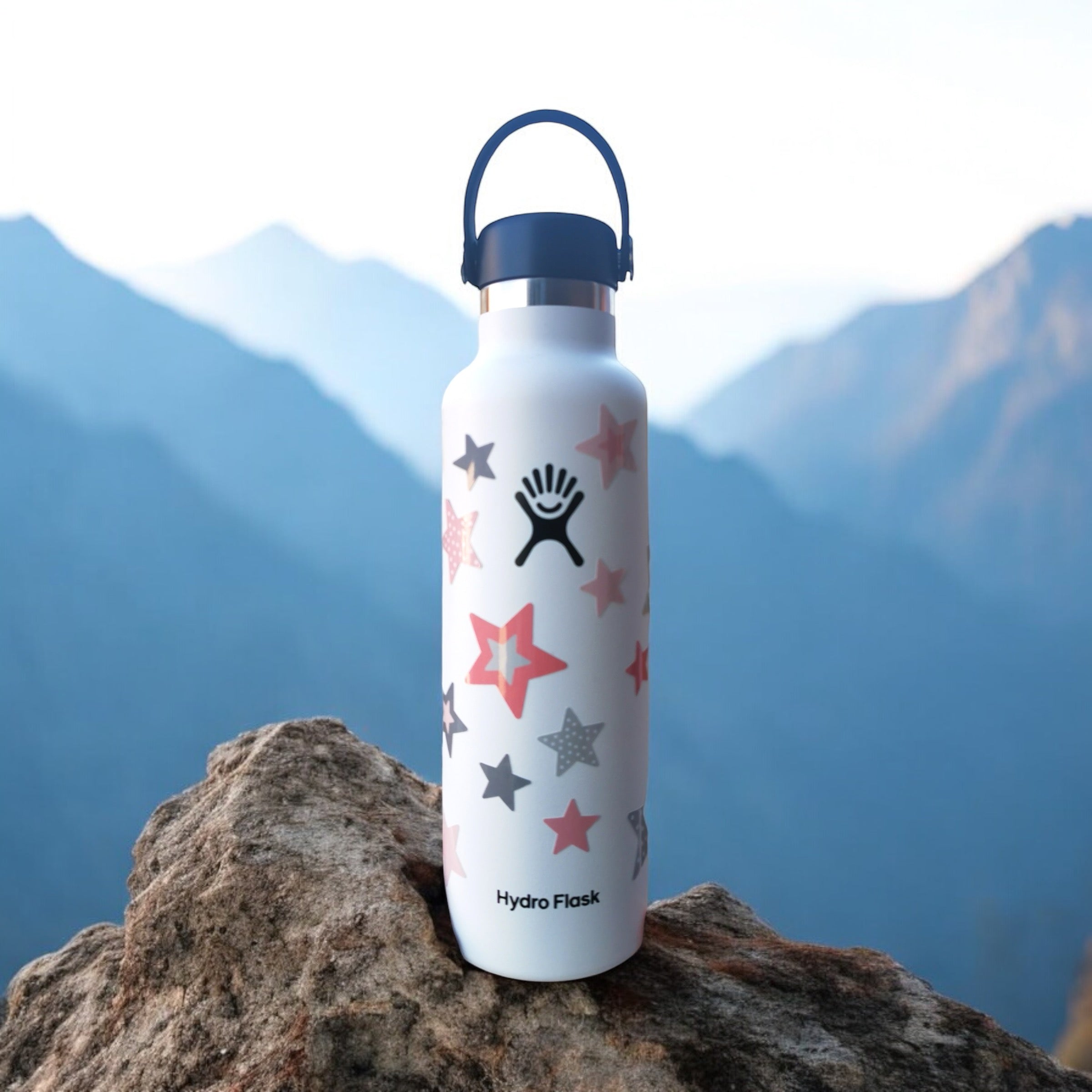 Fahrradaufkleber Sterne rosa-grau