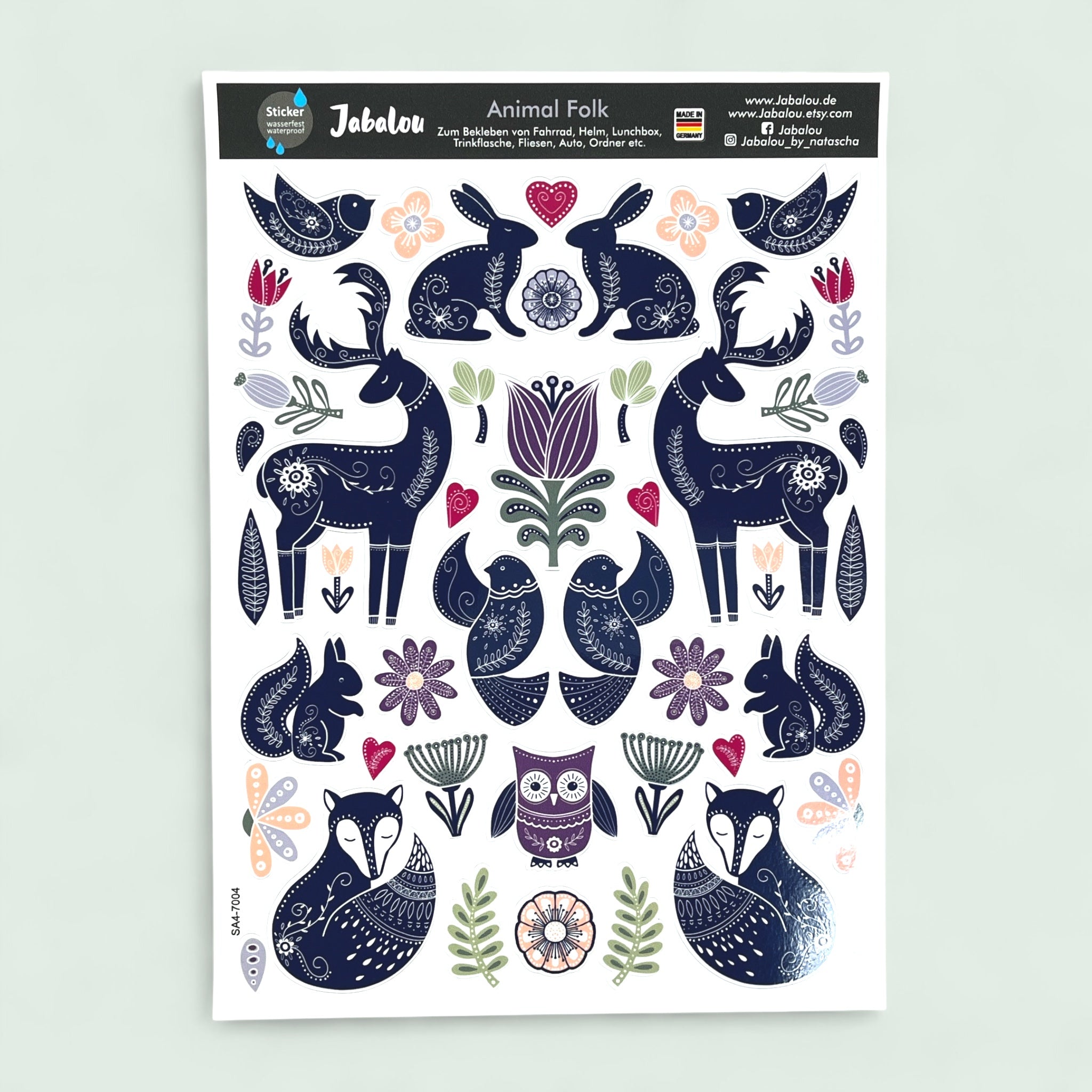 Aufkleber Tiere Folklore wasserfest