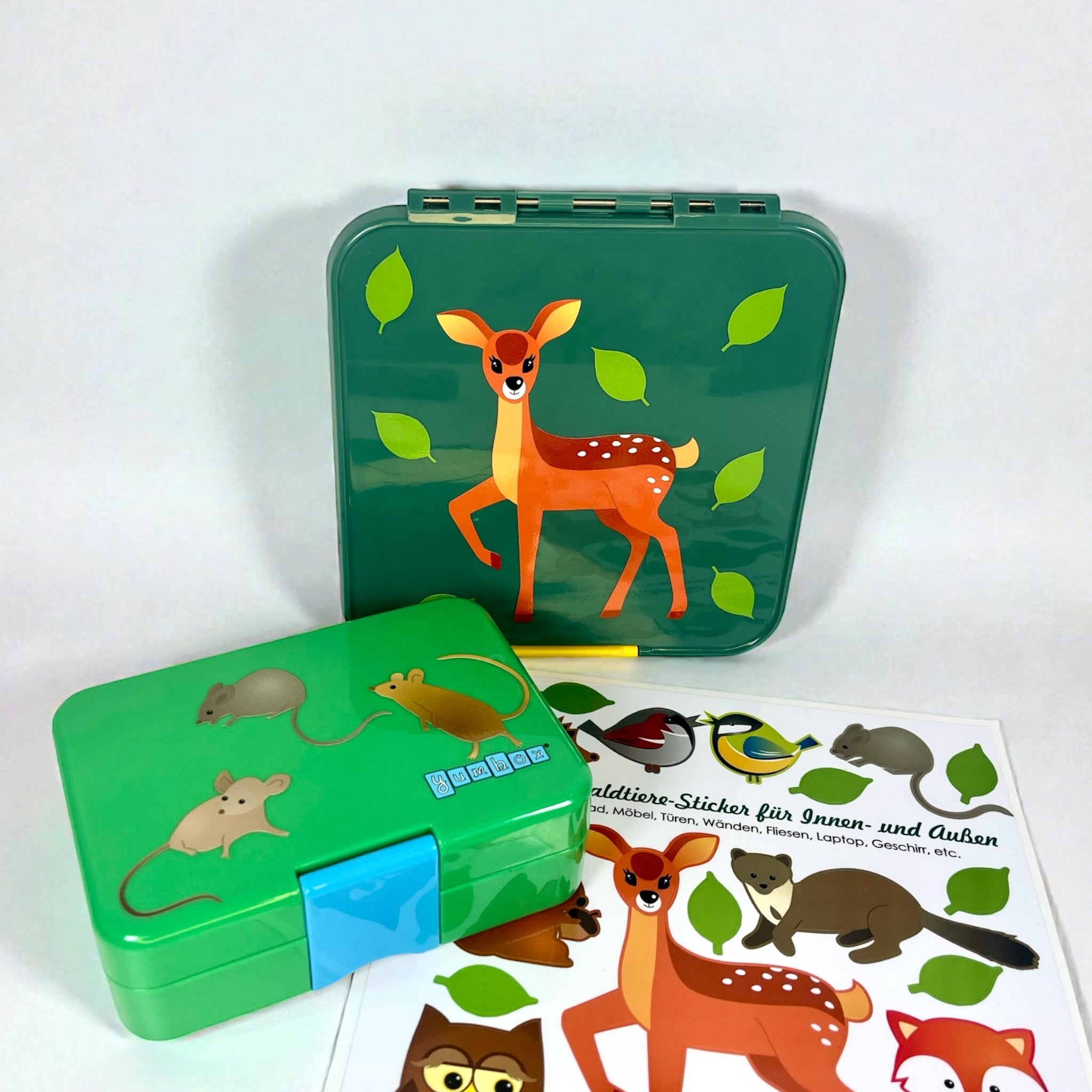 Sticker Wald Tiere spülmaschinenfest für Lunchbox und Trinkflasche