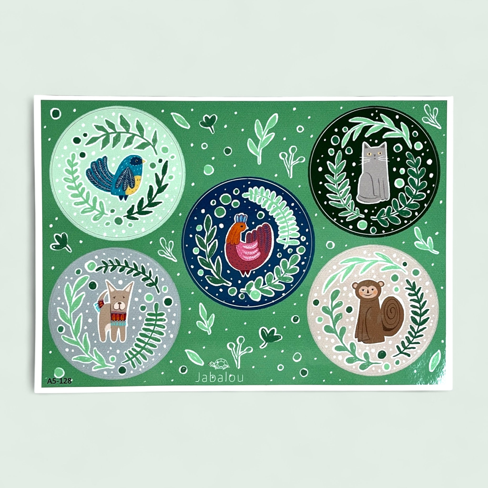 Sticker A5 Tiere von Frida Kahlo spülmaschinenfest