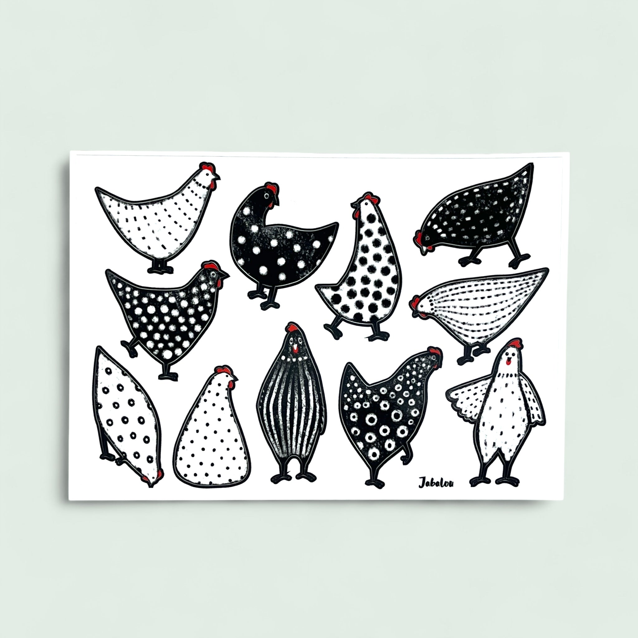 Sticker wasserfest Hühner - Huhn Aufkleber A5